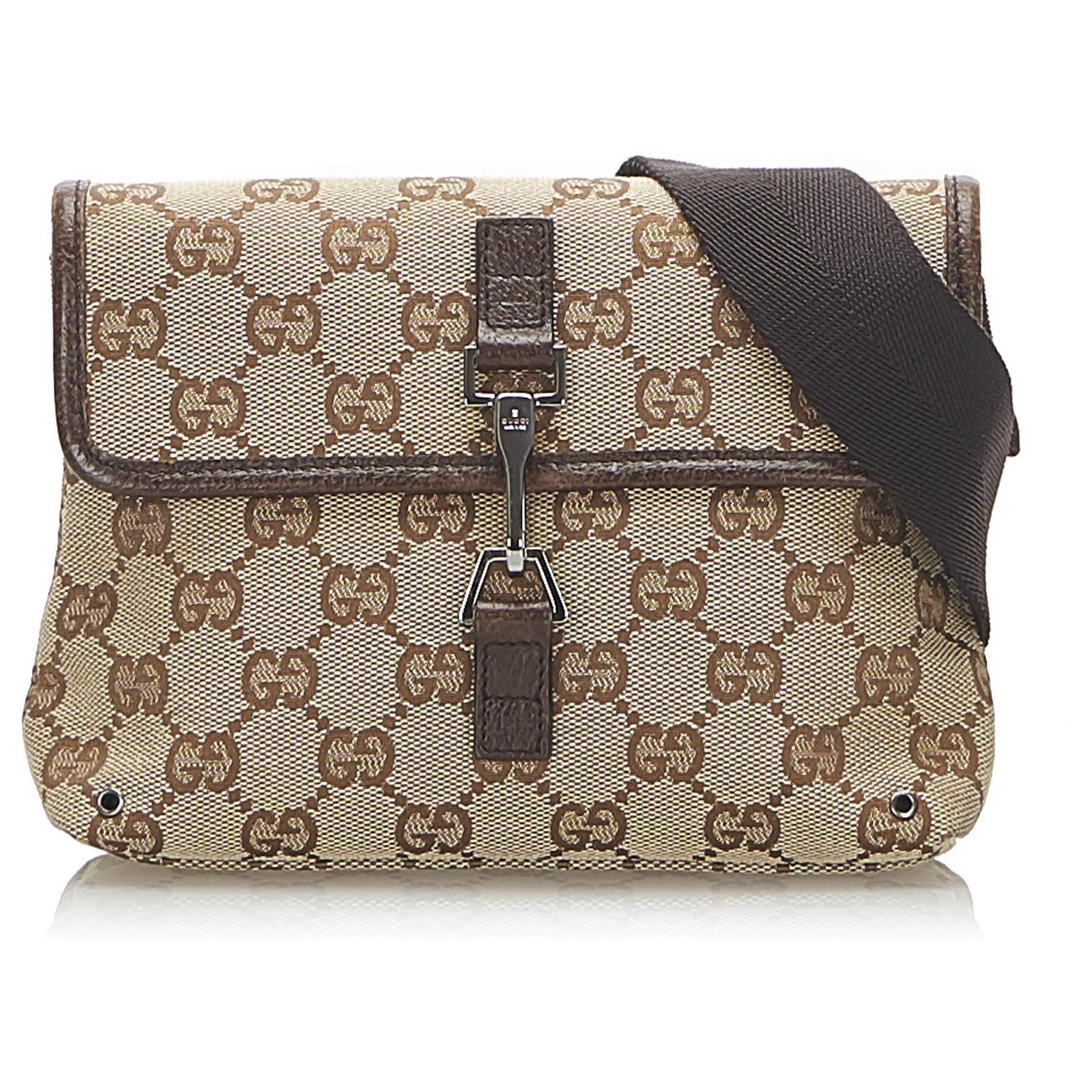 Gucci GG Tan Canvas Belt Bag with Black Trim - A World Of Goods