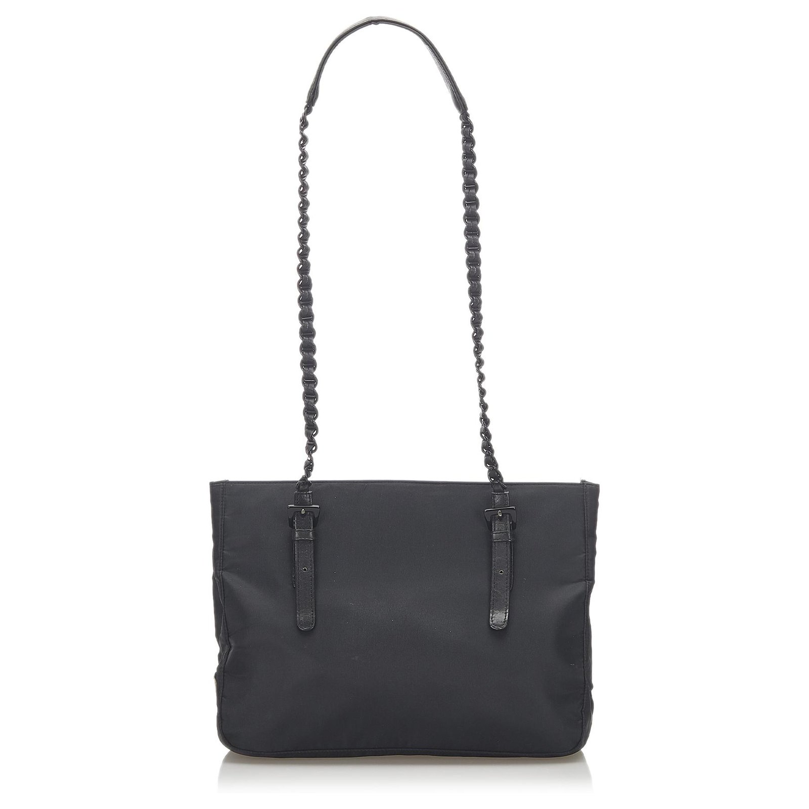 Prada Black Tessuto Nylon Top Handle Shoulder Logo Tote Bag