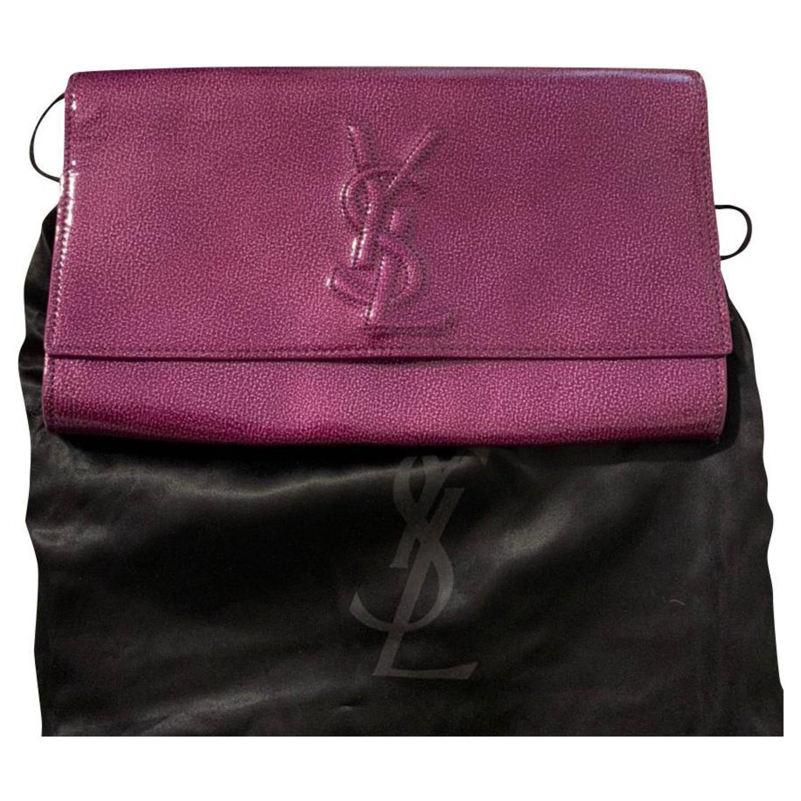 Belle de jour patent leather clutch bag Yves Saint Laurent Pink in