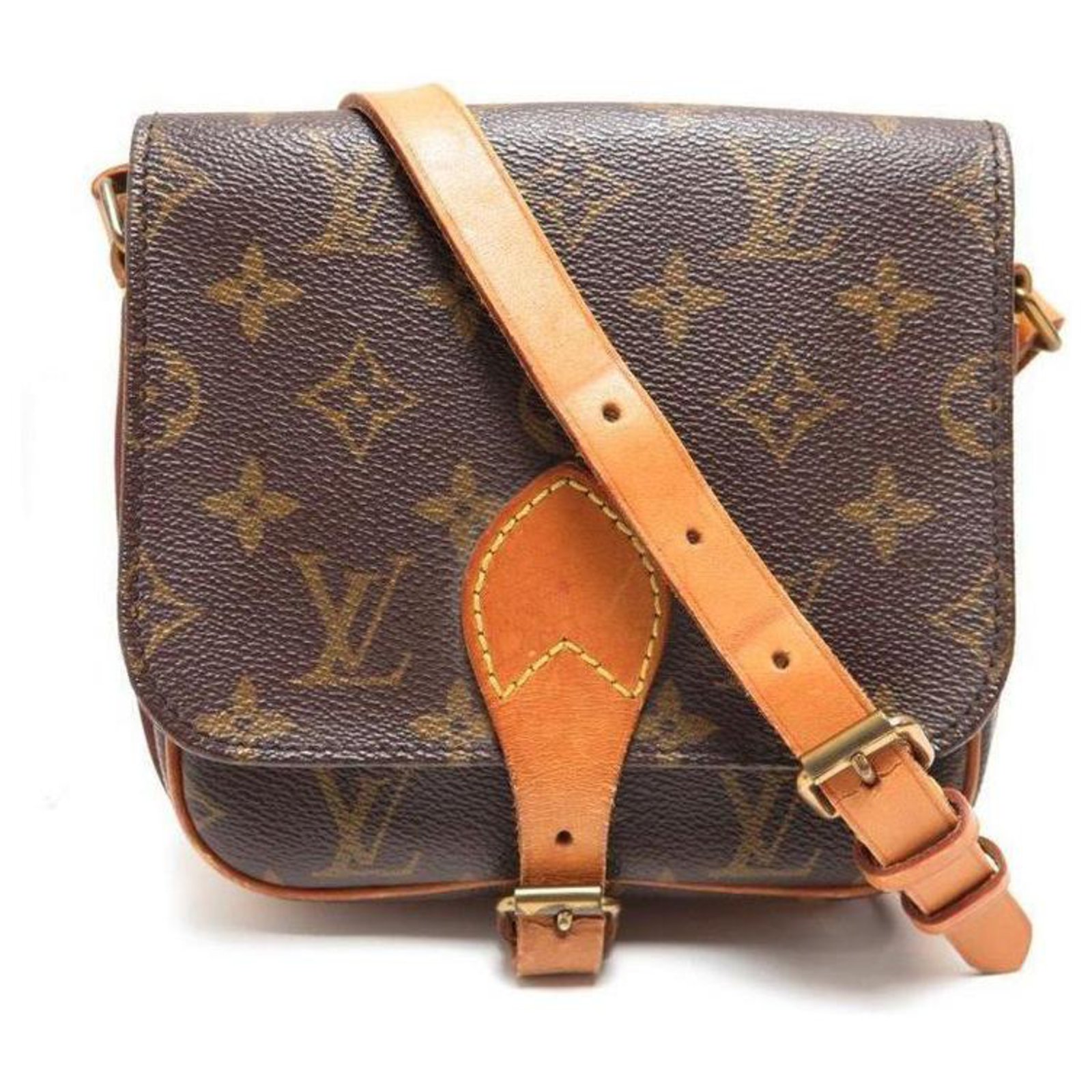 Louis Vuitton Monogram Mini Cartouchiere Crossbody Bag Brown