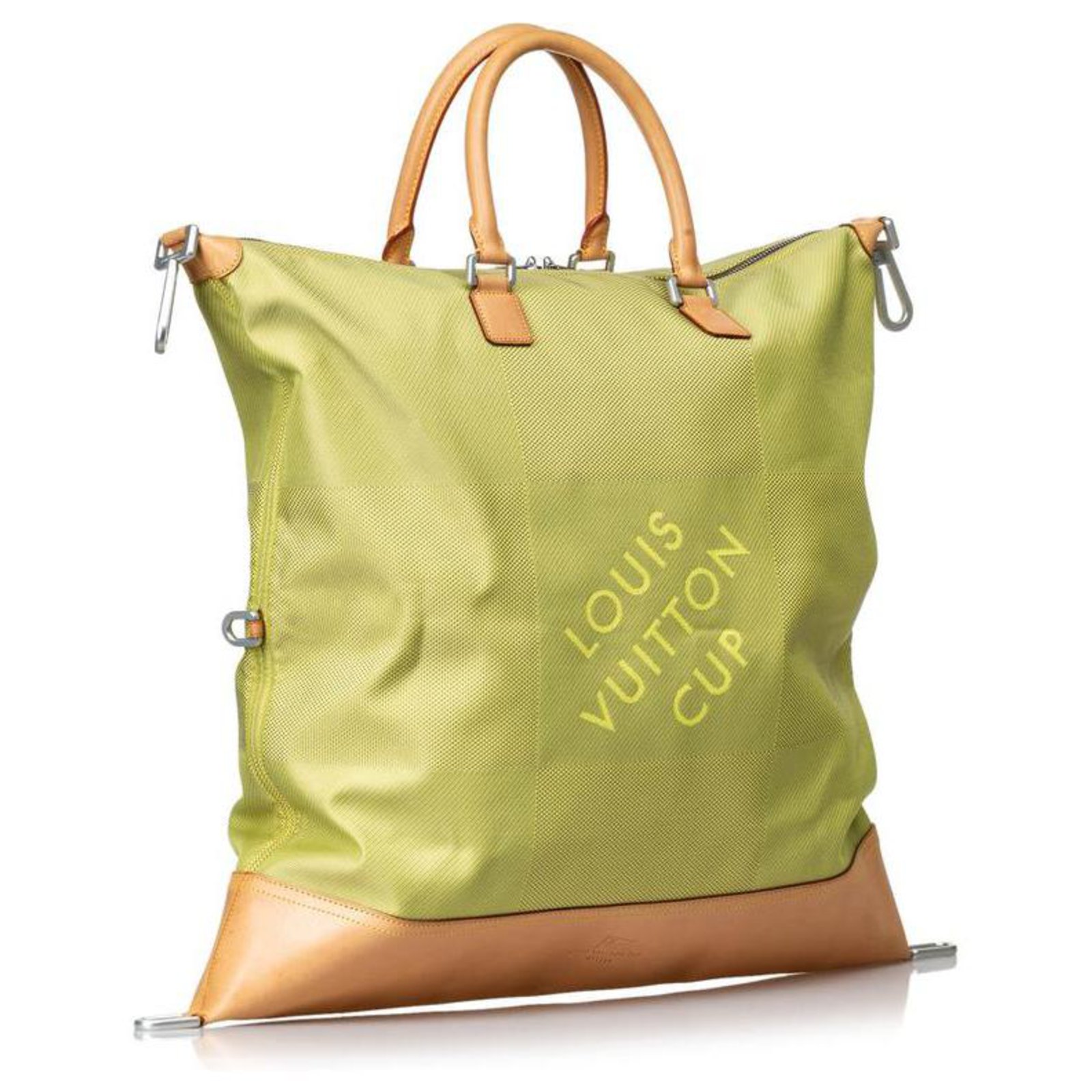 Louis Vuitton Limited Edition Lv Cup Jaune Green Damier Geant Cube Duffle Leather Nylon Ref Joli Closet