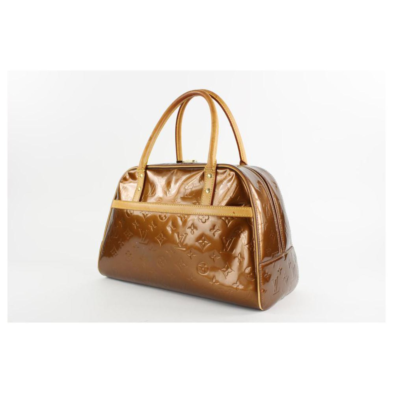 Louis Vuitton Tompkins Square Boston Copper Brown Monogram Vernis Leather  and calf leather Shoulder Bag ref.293668 - Joli Closet