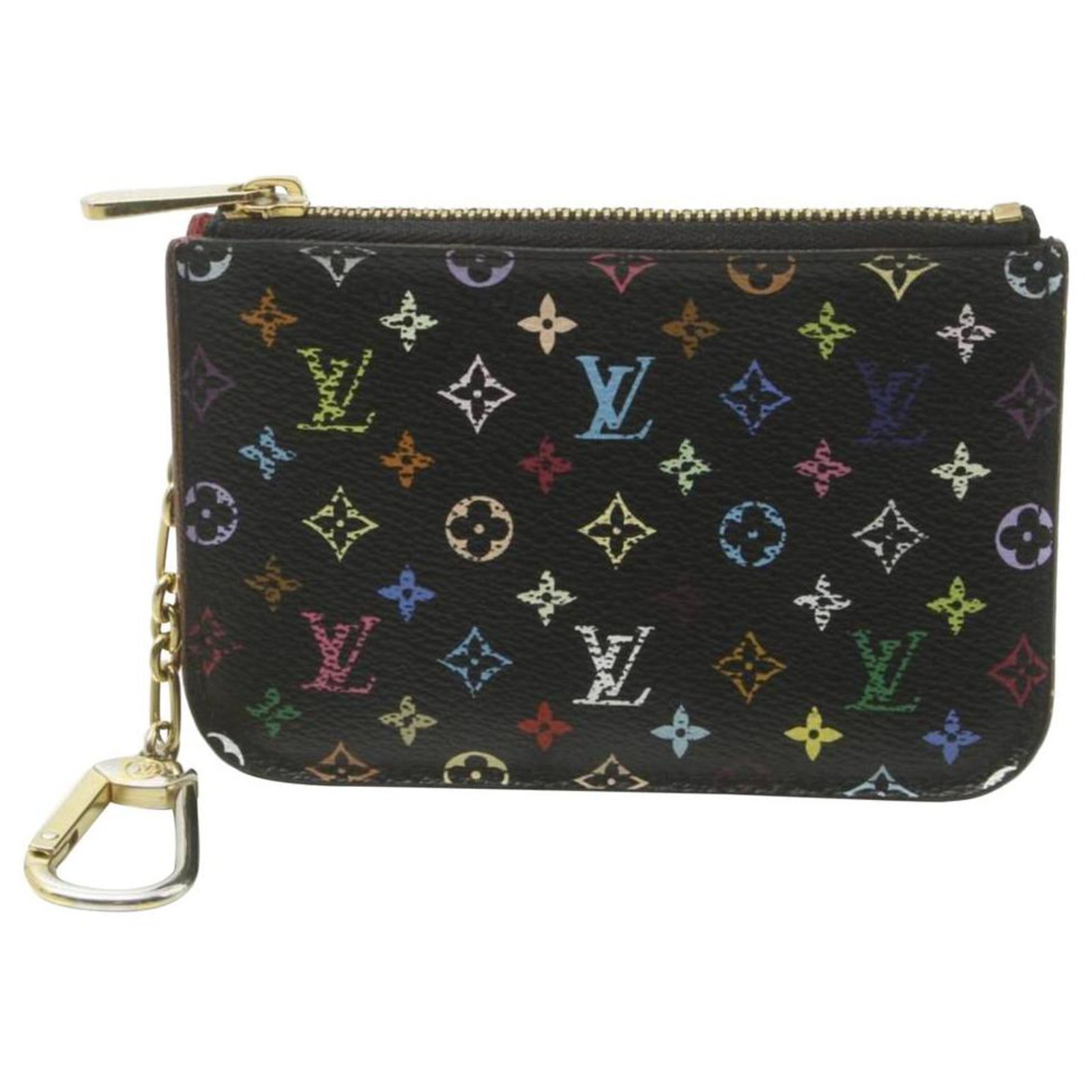 Louis Vuitton Black Monogram Multicolore Key Pouch Pochette Cles NM  Keychain Leather ref.293993 - Joli Closet
