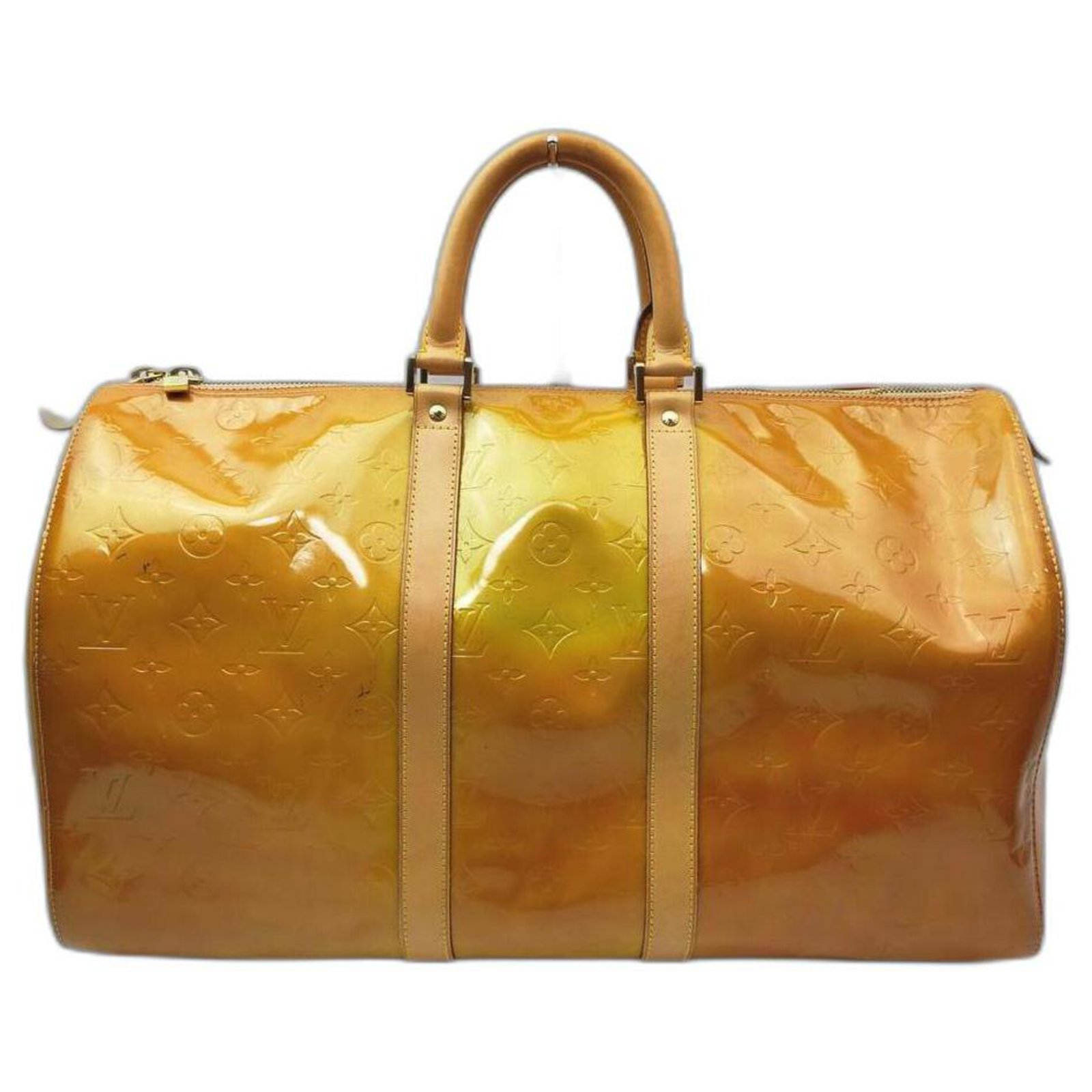Louis Vuitton Yellow Monogram Vernis Mercer Keepall Duffle Bag Metal  ref.294000 - Joli Closet