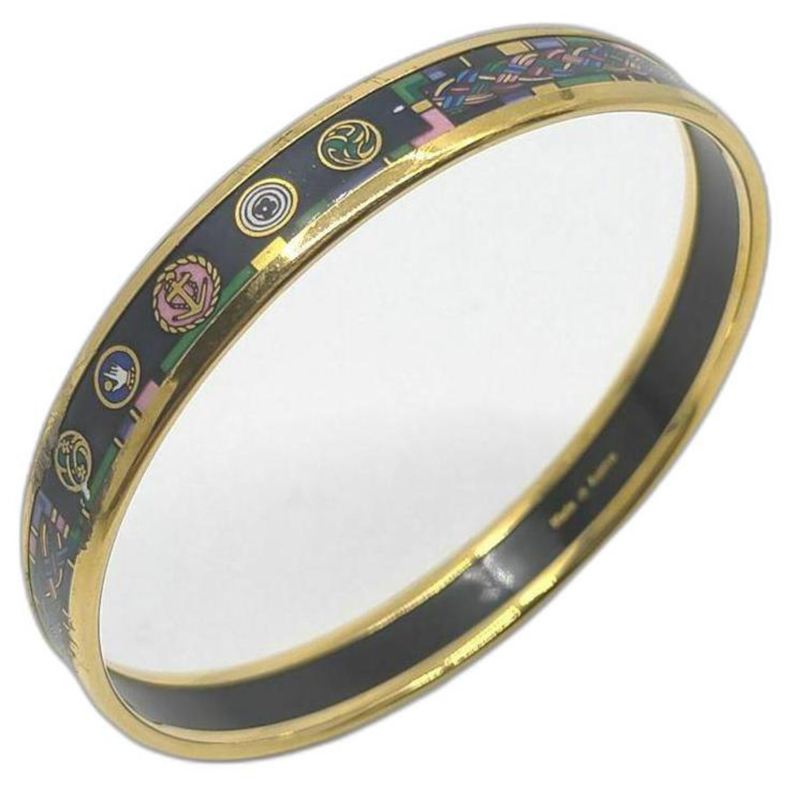 Hermès Enamel Bangle Bracelet Cuff White gold Metal ref.294146 - Joli ...