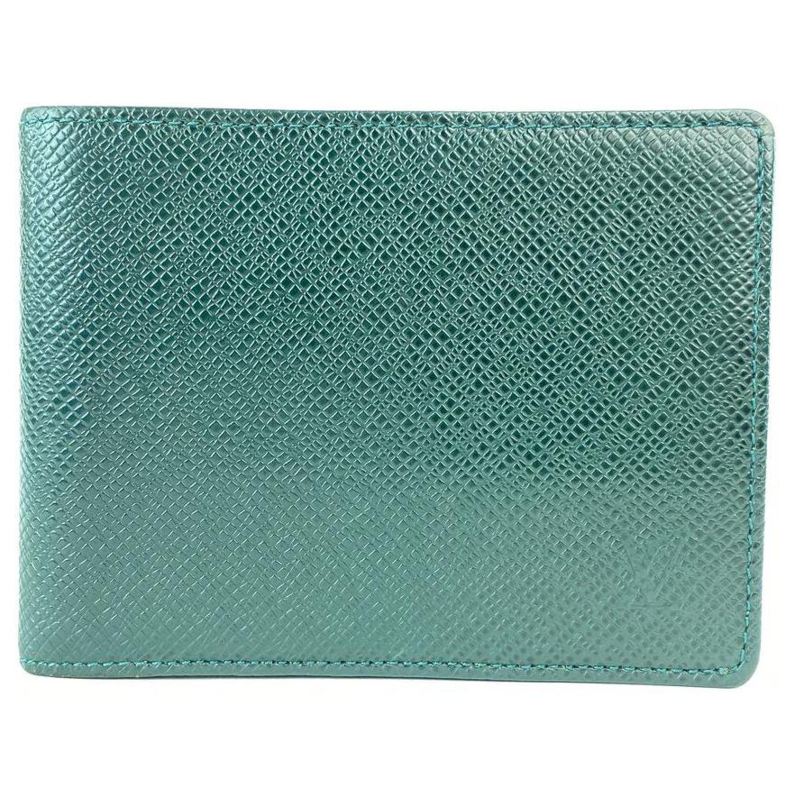 LOUIS VUITTON Green Taiga Leather Bifold Wallet