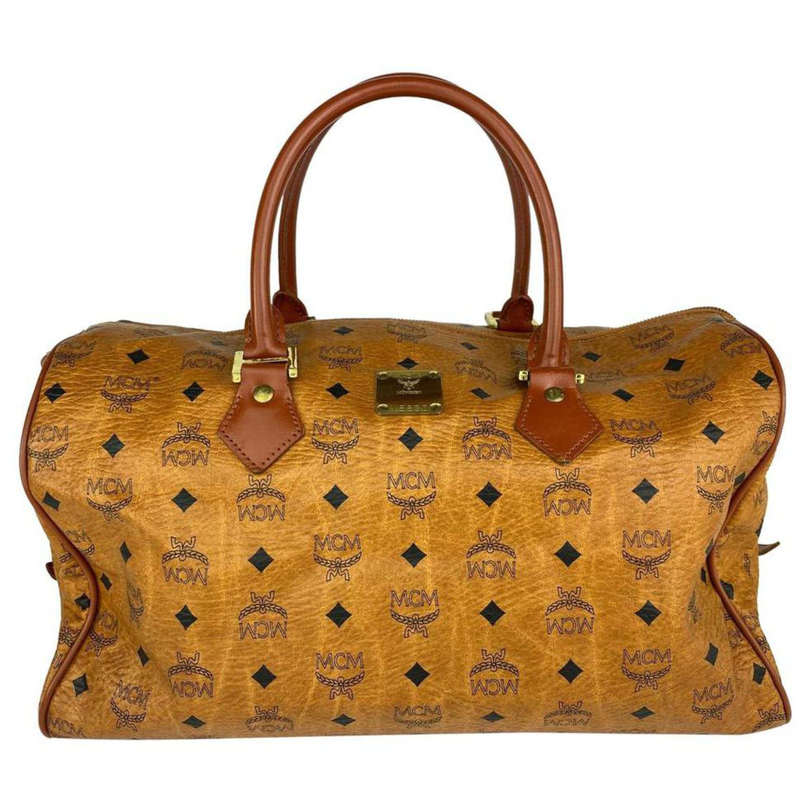 Mcm Monogram Visetos Boston Bag