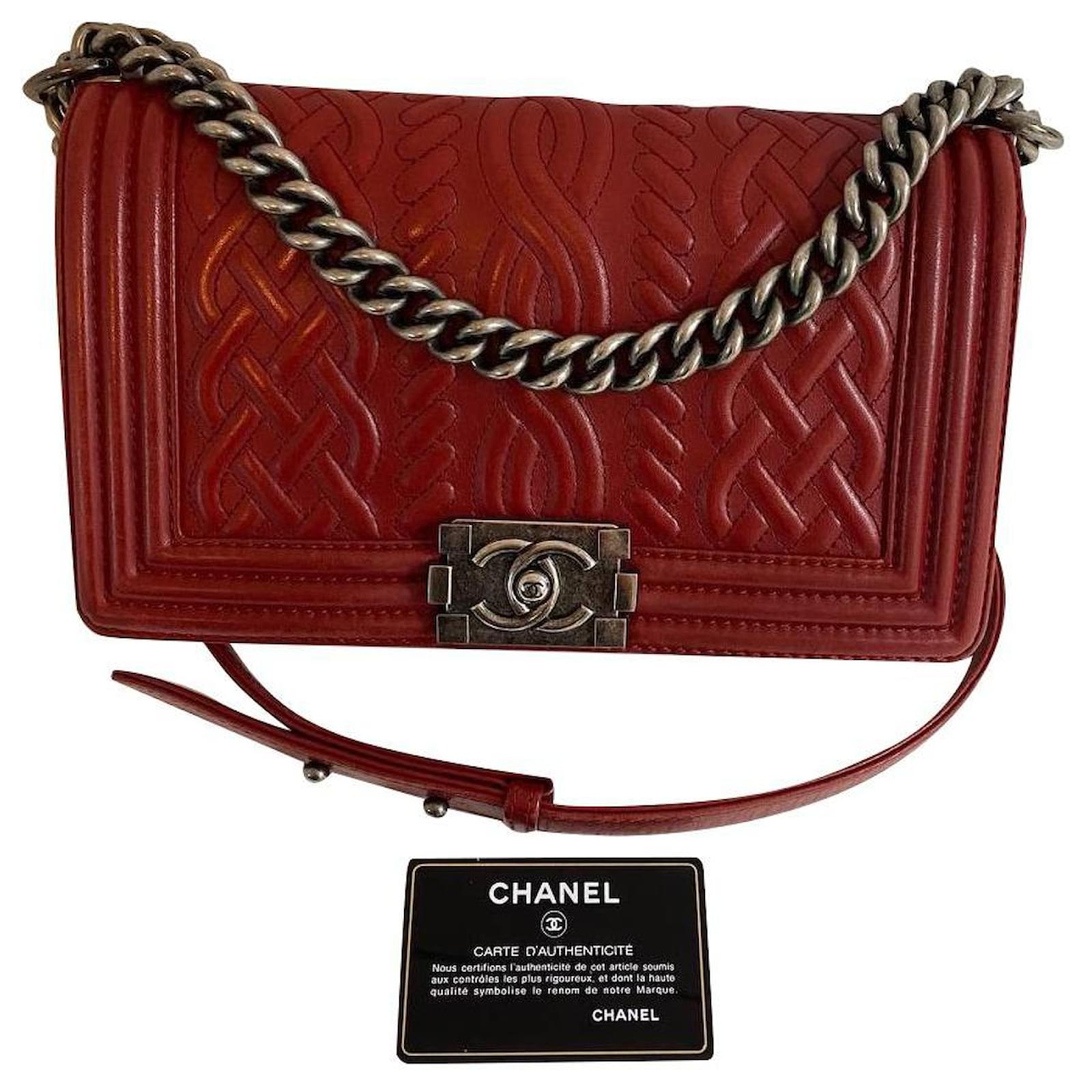 Boy Chanel Red Leather ref.294601 Joli Closet