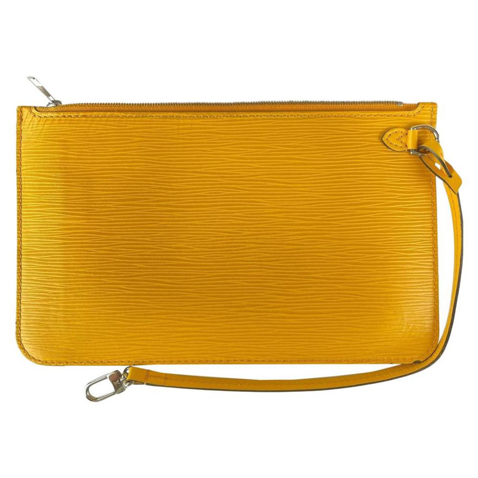 Louis Vuitton Bolso cartera Neverfull Pochette piel Epi amarillo 39lvl1125 Cuero ref.294603 - Joli Closet