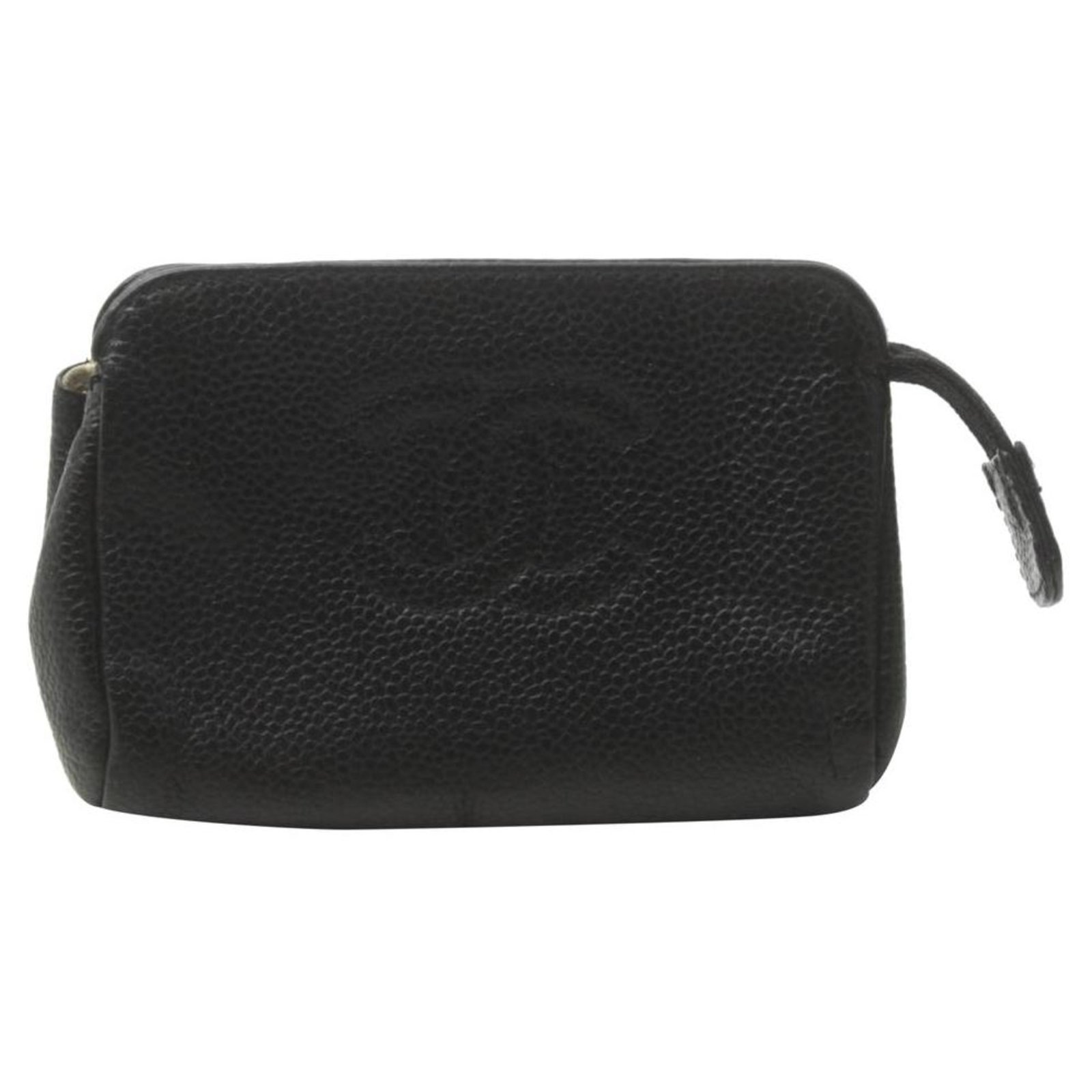 Chanel Black Caviar Leather CC Zip Pouch Cosmetic Case ref.294620