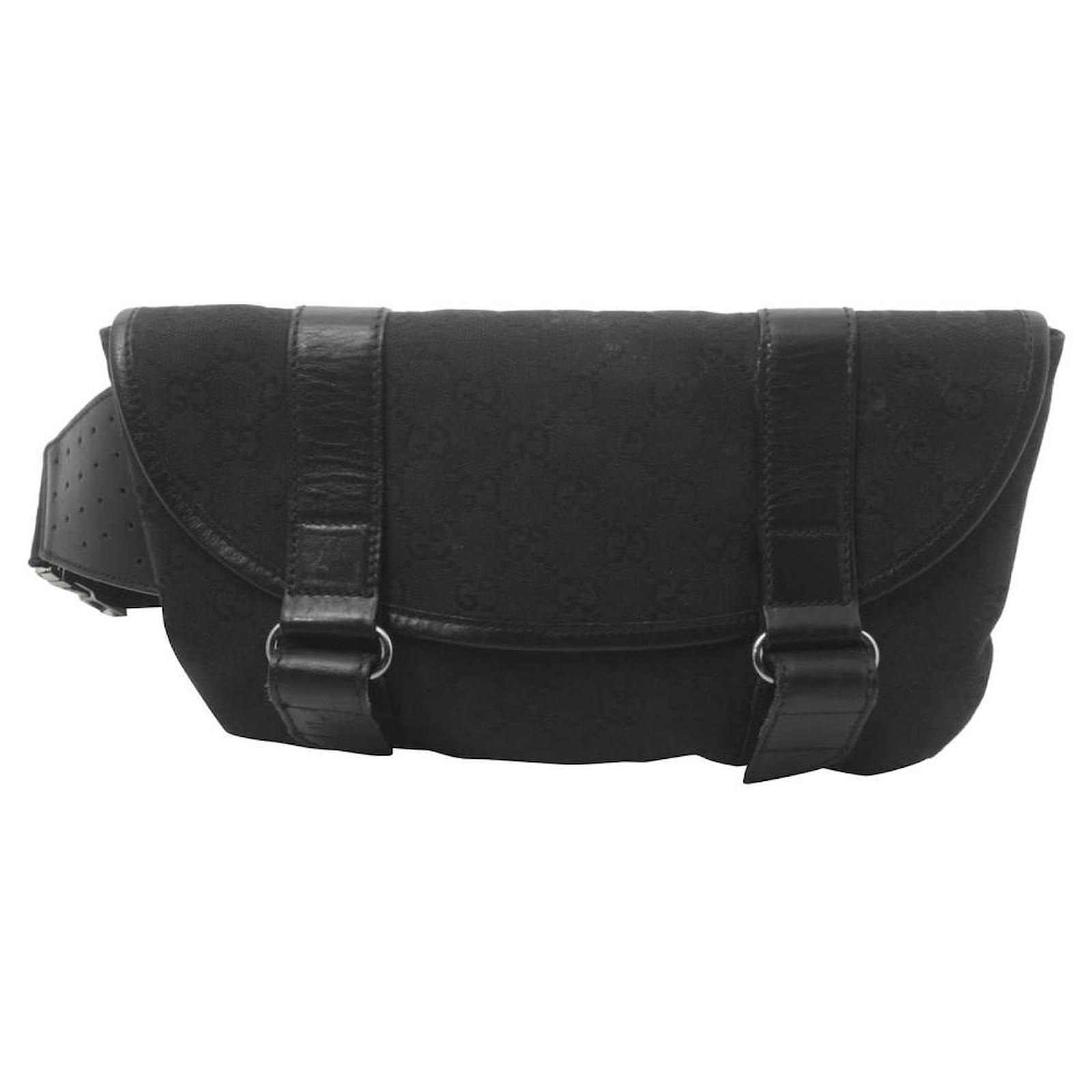 black canvas fanny pack