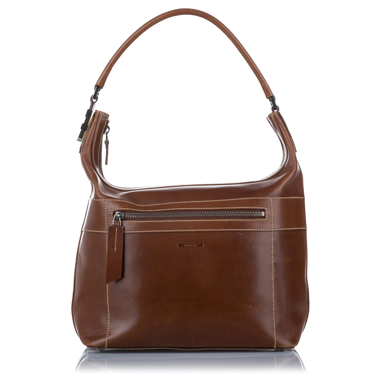 Brown Leather Shoulder Bag Pony-style calfskin ref.295150 Joli Closet