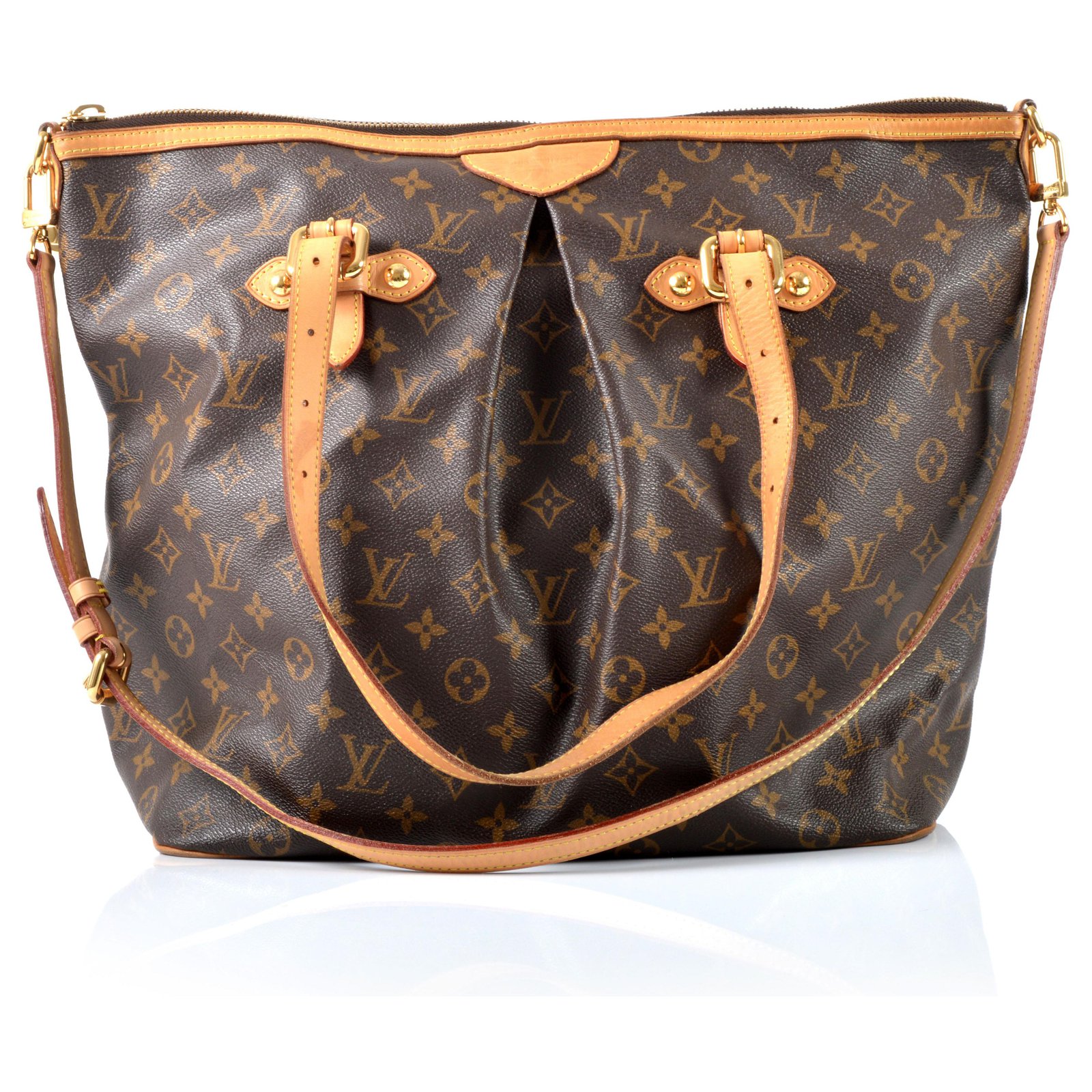 Louis Vuitton Monogram Palermo Top Handle Bag Brown Cloth ref