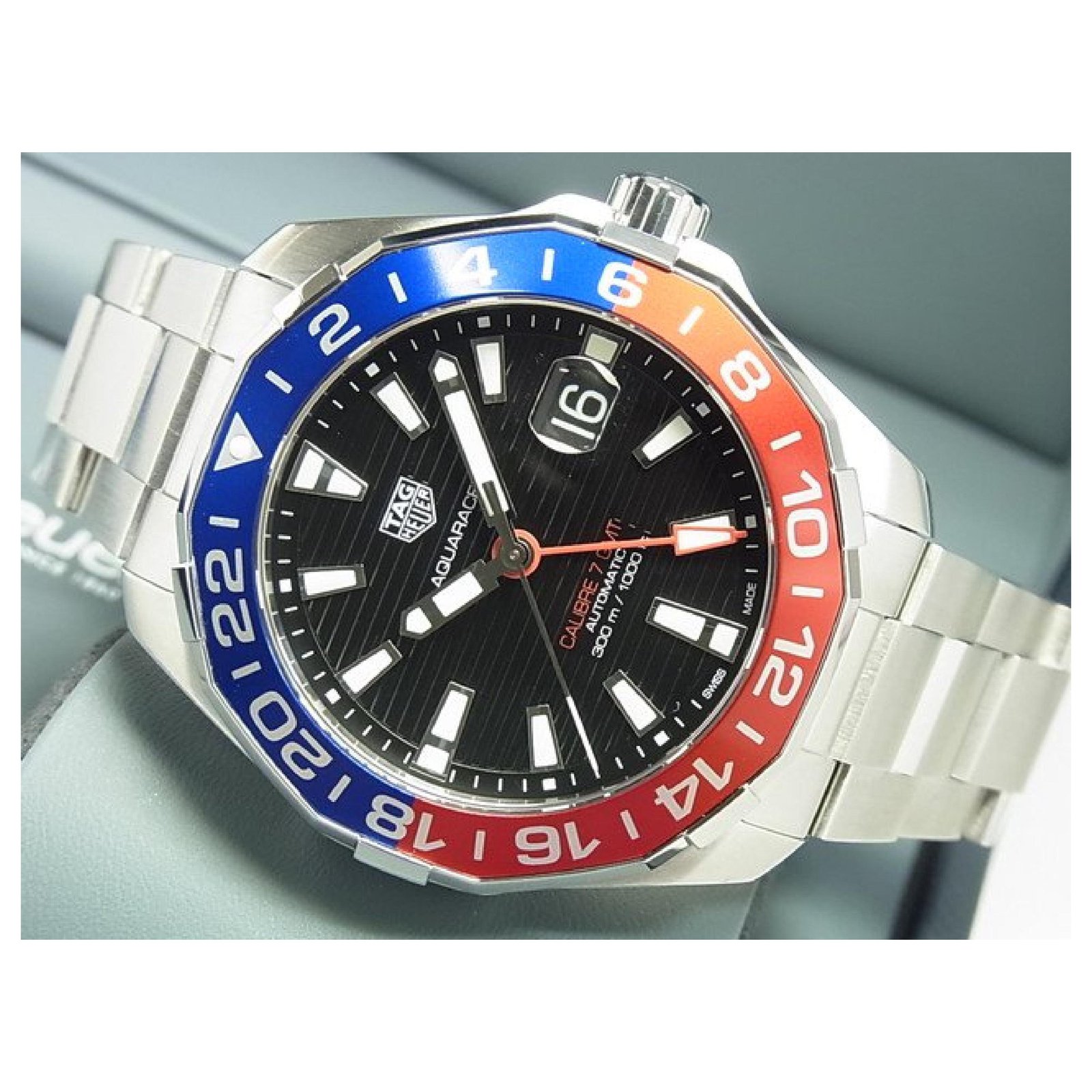 TAG Heuer Aquaracer Calibre 7 Automatic Watch with Blue and Red Case