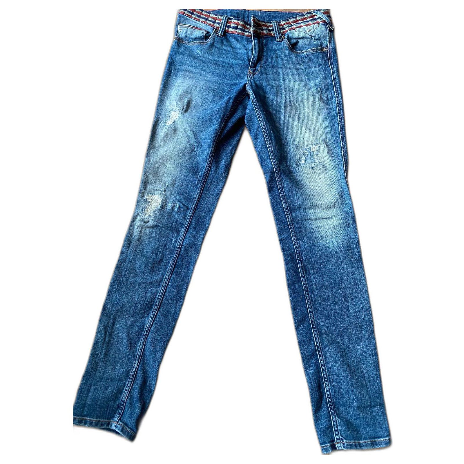 Onze onderneming lengte terugbetaling Women's Tommy Hilfiger jeans with braided belt Blue Cotton ref.295853 -  Joli Closet