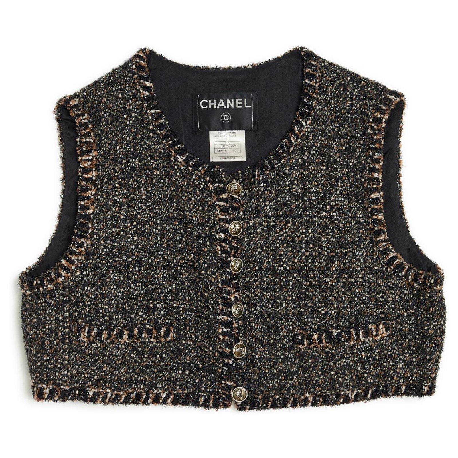 Chanel 04A CROP TWEED JACKET BLACK FR38 ref.296809 - Joli Closet