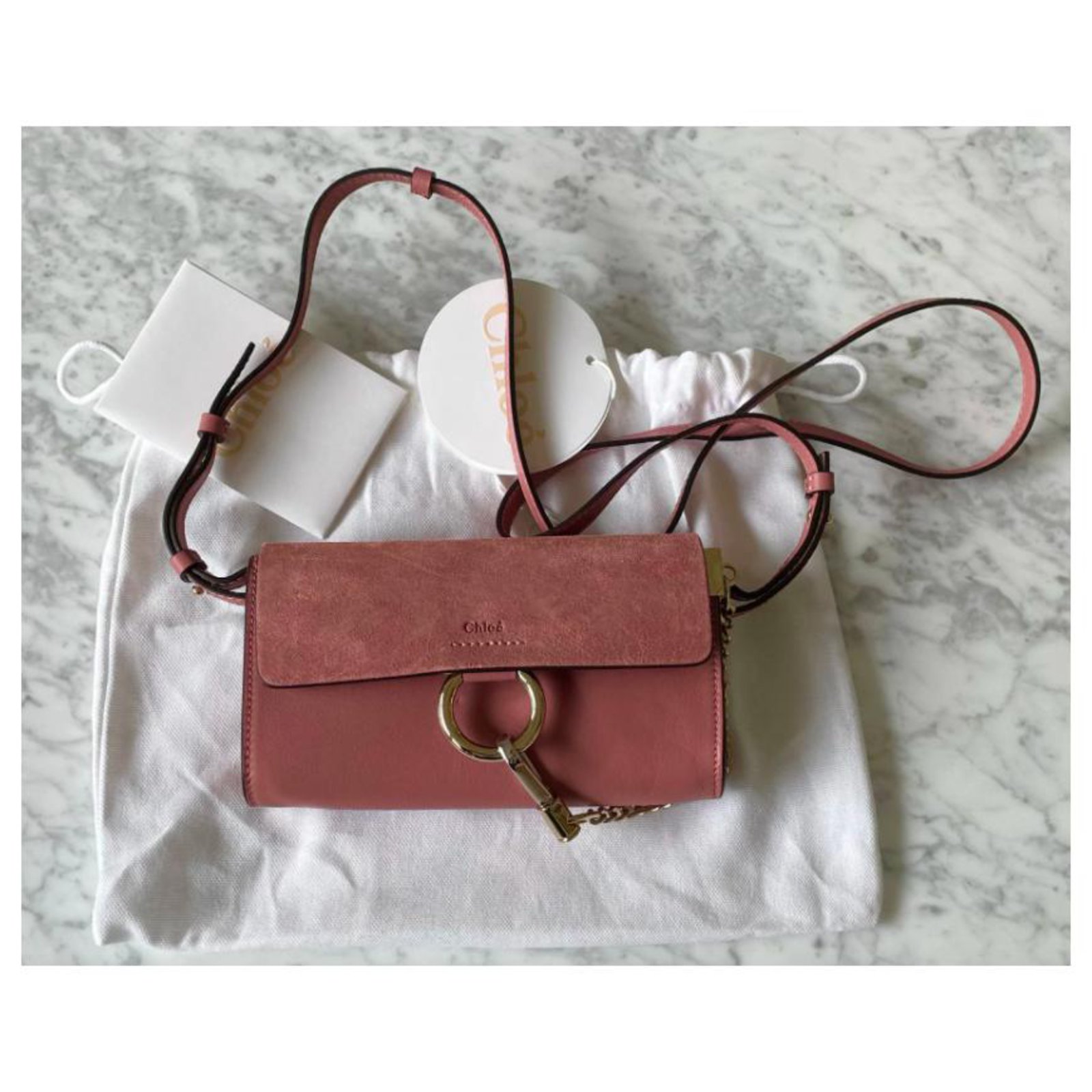 Chloé Chloe Pink Faye Leather Crossbody Bag Suede Pony-style calfskin  ref.296914 - Joli Closet