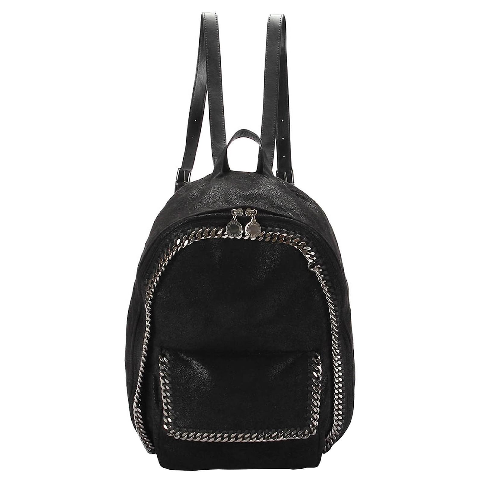 Autre Marque Mochila Stella McCartney Falabella negra Negro Paño ref.297055  - Joli Closet