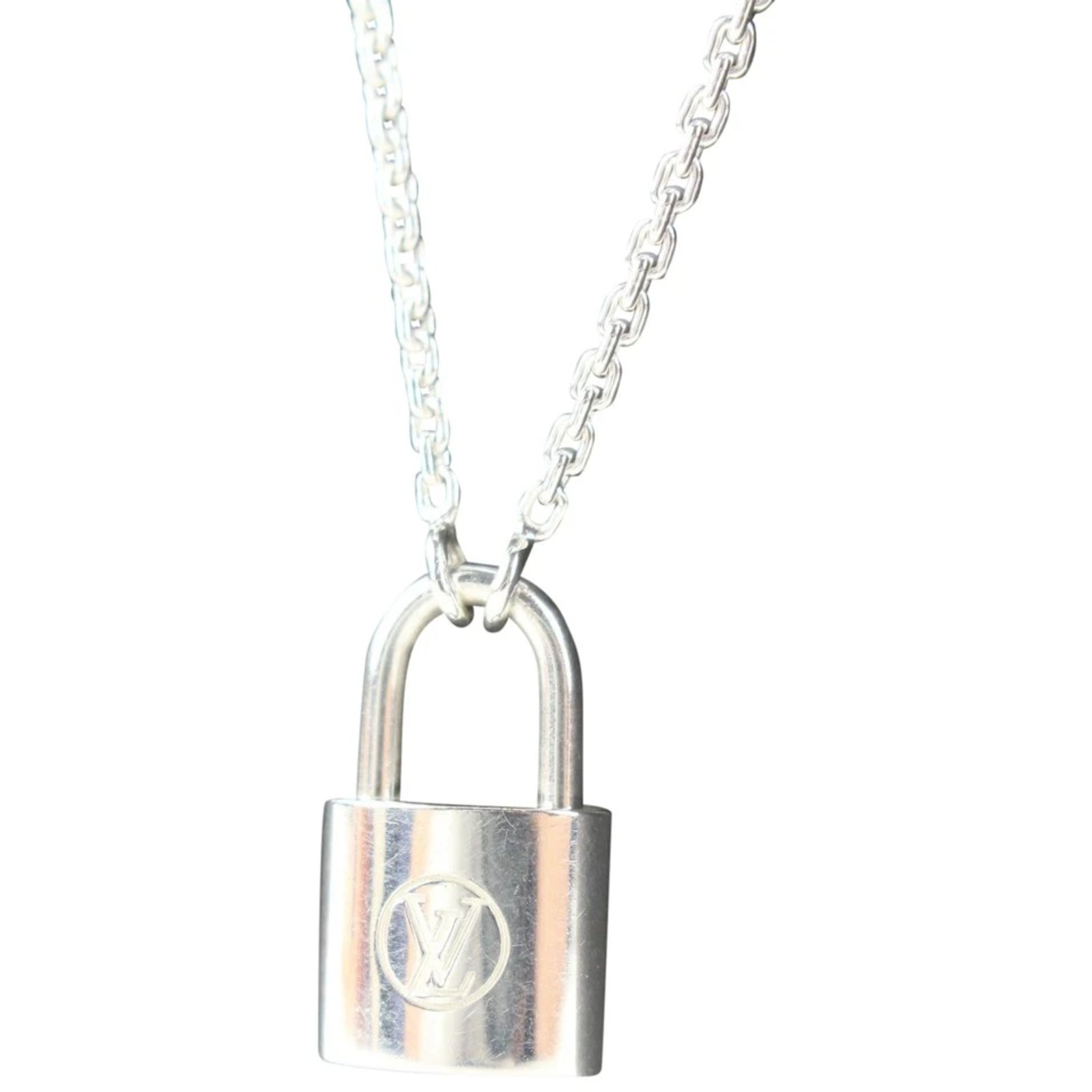 Pandantif Sier Lock It 925 Silver LV Padlock Chain Necklace