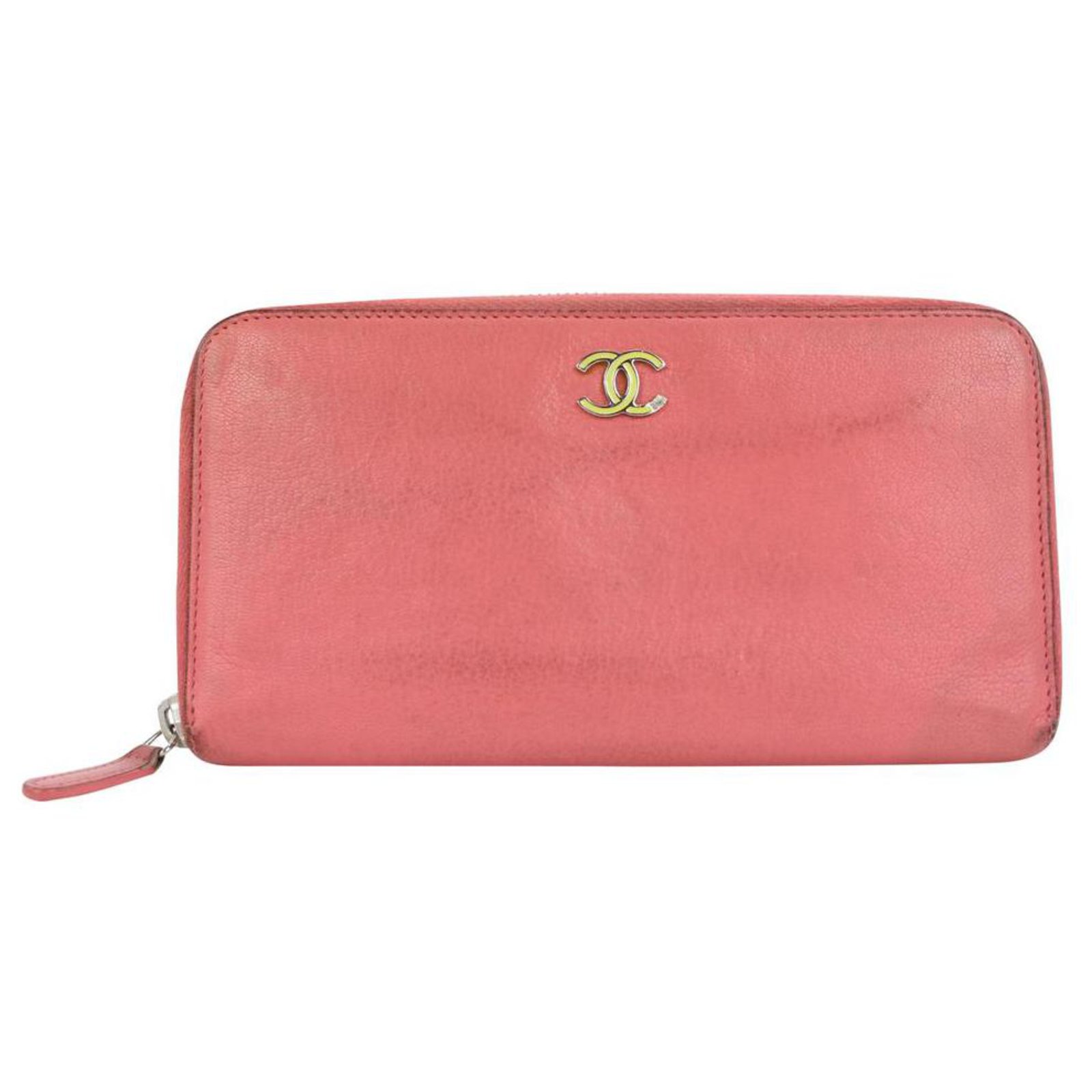 Chanel Pink Leather CC Logo Zippy L-Gusset Wallet ref.297518