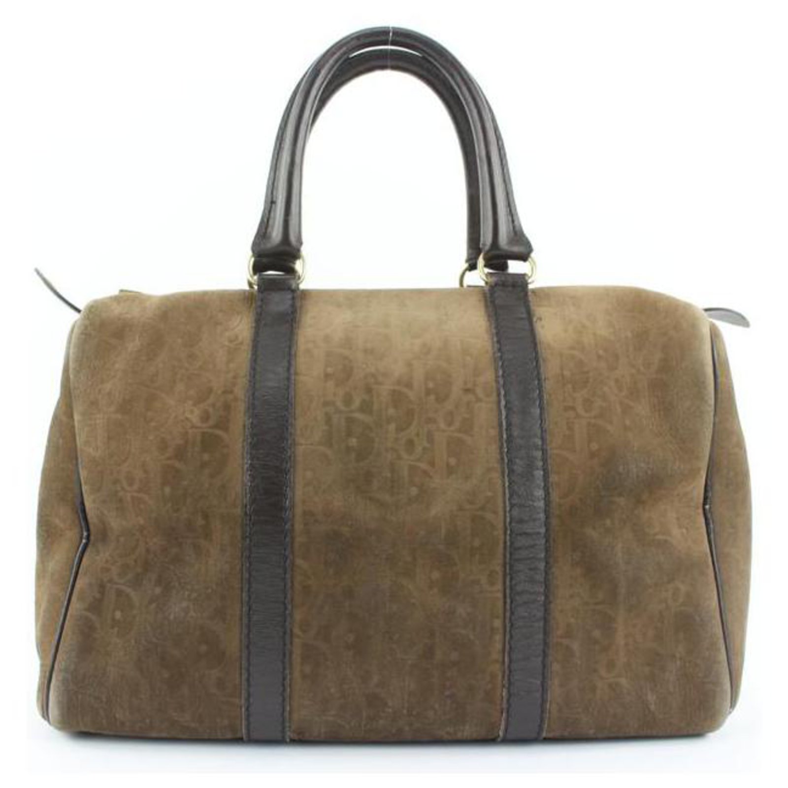 Dior Embossed Suede Monogram Trotter Boston Bag Leather ref.297536