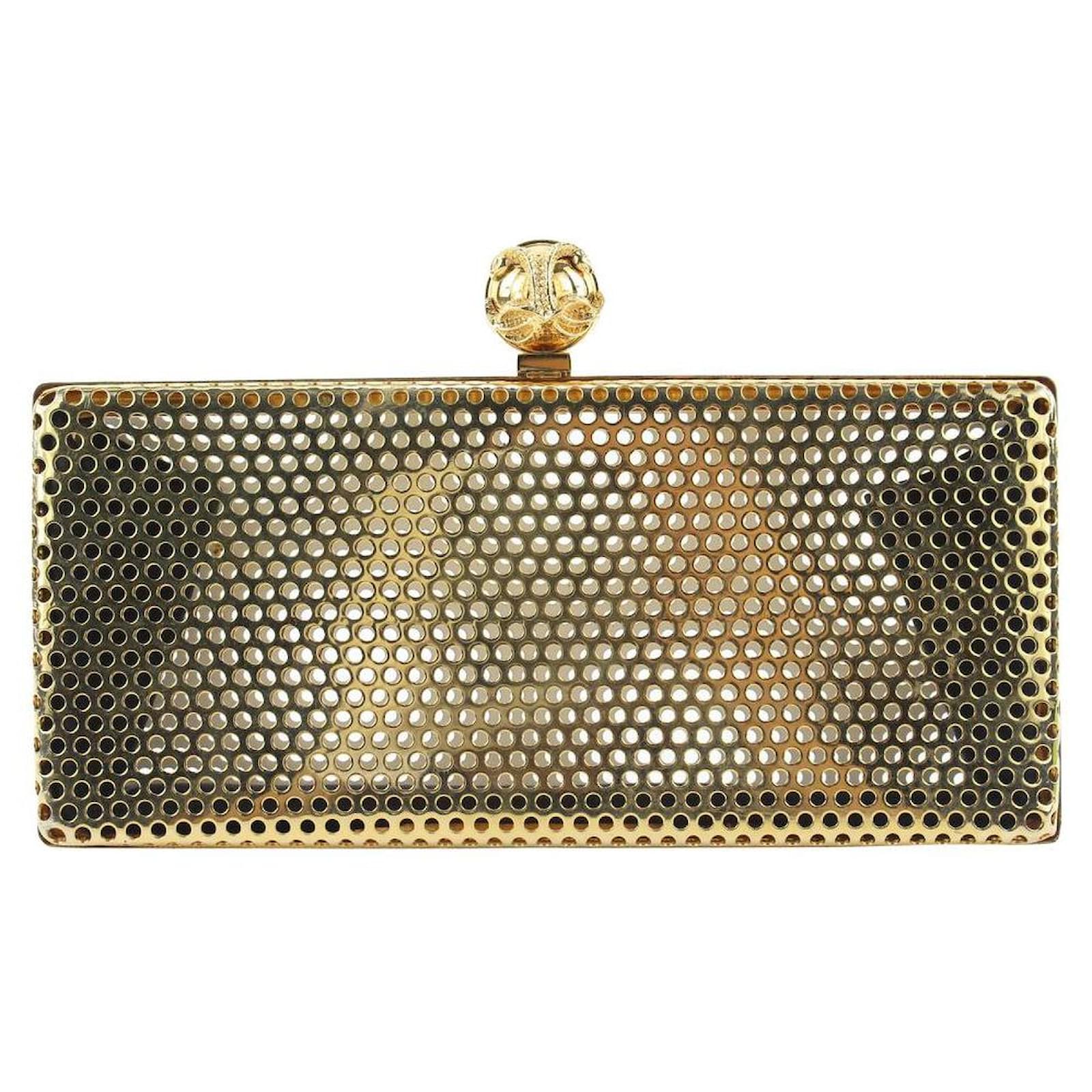 Autre Marque Pochette Minaudiere Kisslock in metallo traforato oro x bianco  Oro bianco ref.297537 - Joli Closet