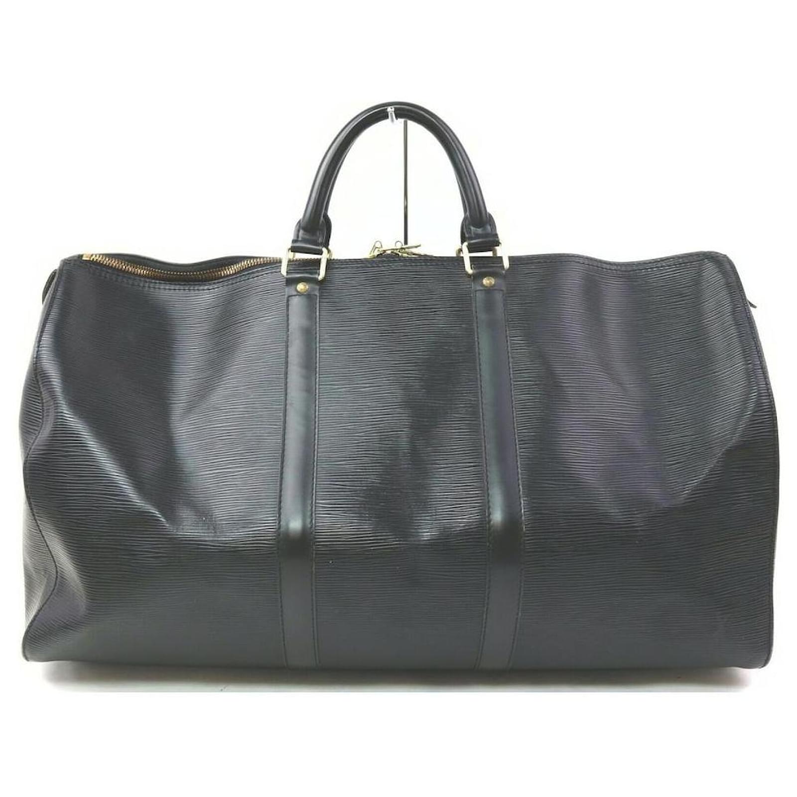 Louis Vuitton Keepall nero in pelle Epi Noir 50 Borsone ref.297683 - Joli  Closet