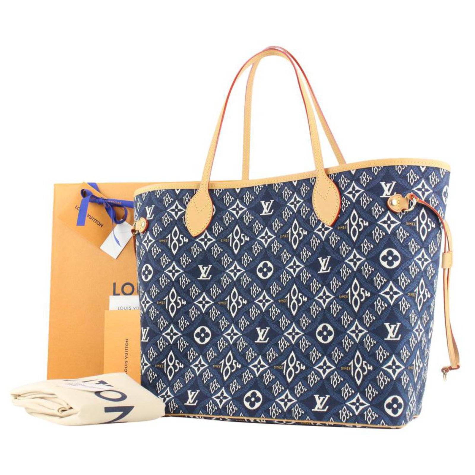 Louis Vuitton Blu da 1854 Borsa tote Neverfull MM con monogramma