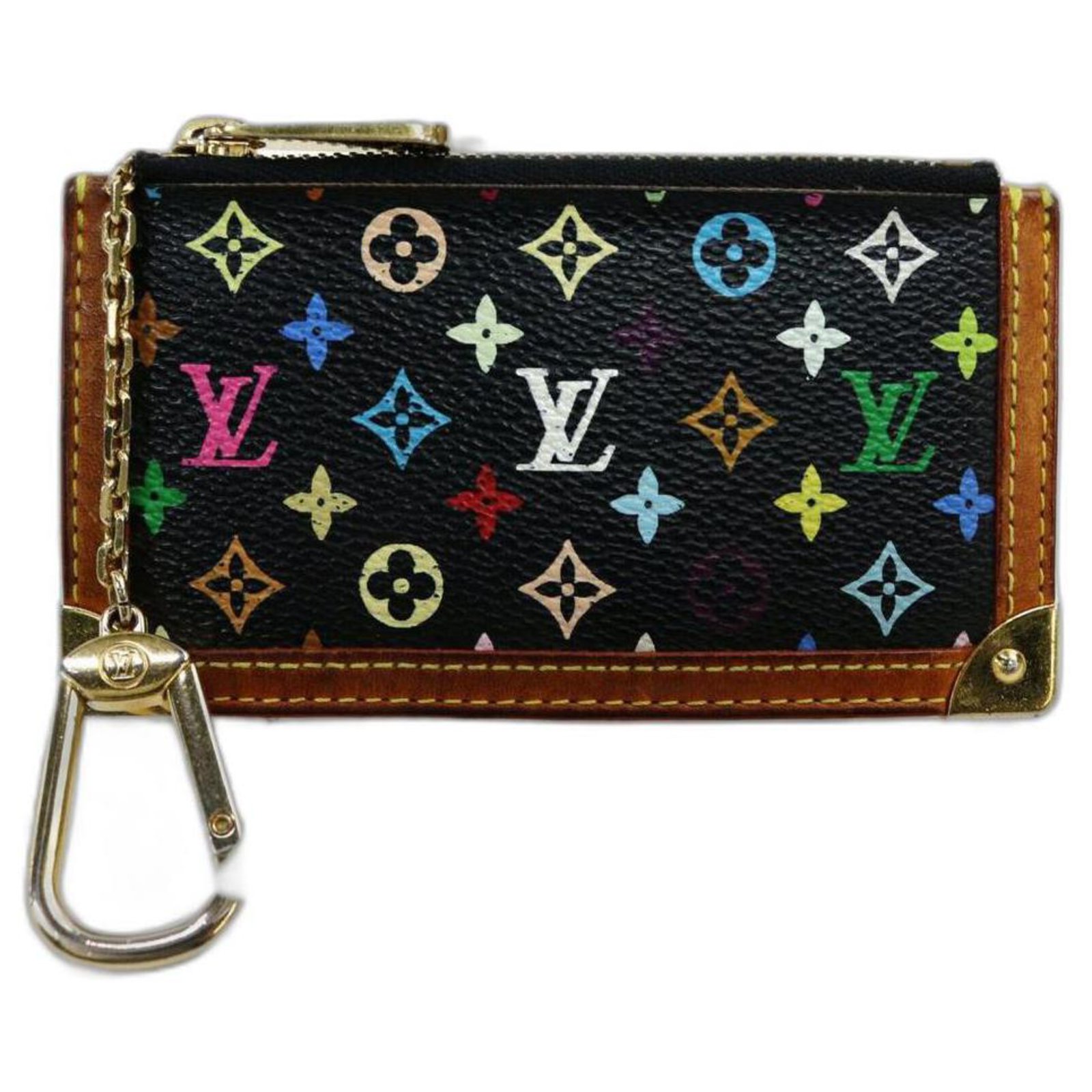 Louis Vuitton Black Monogram Multicolor Pochette Cles Key Pouch Keychain  Leather ref.297909 - Joli Closet