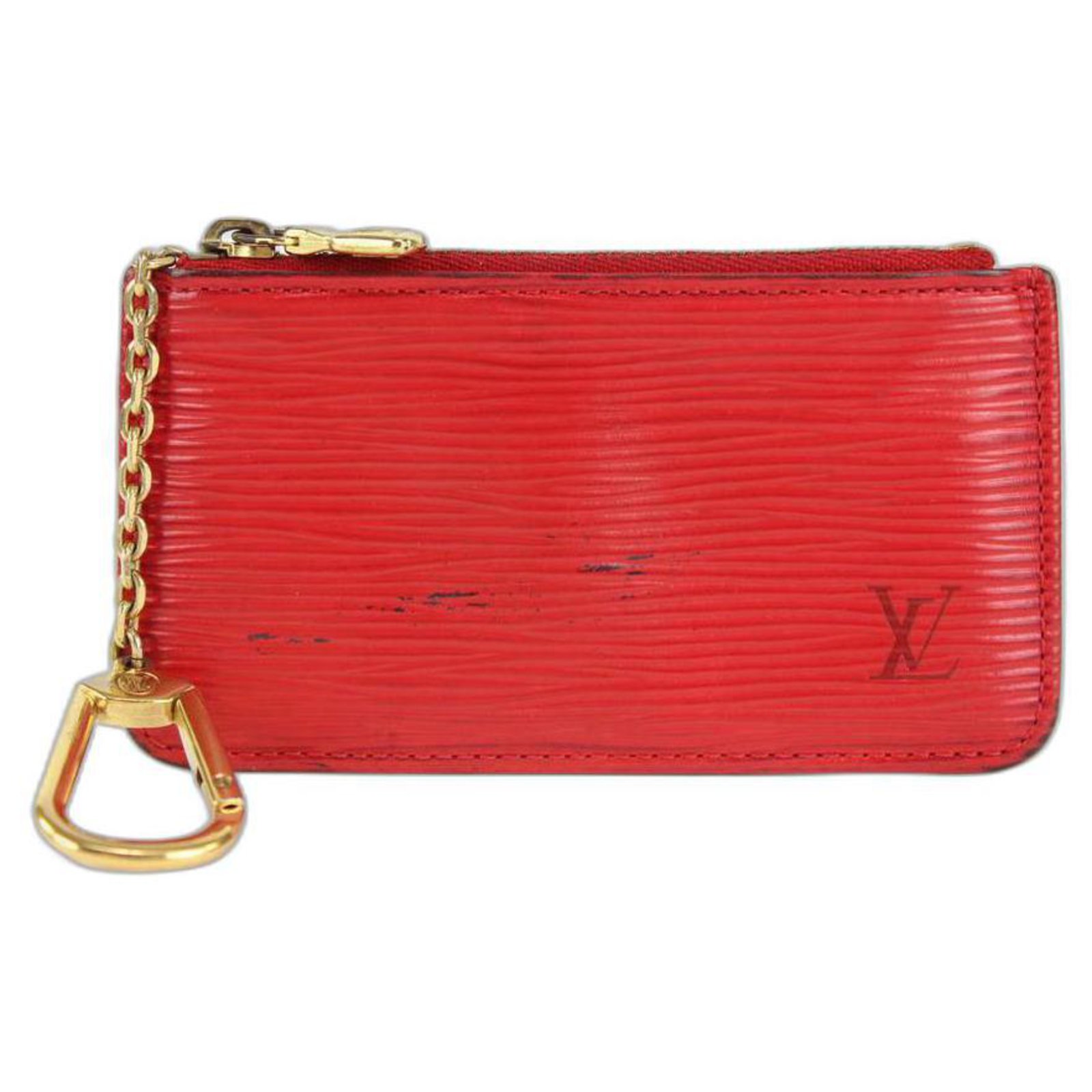 Louis Vuitton Red Epi Pochette Cles Key Pouch Coin Purse Keychain