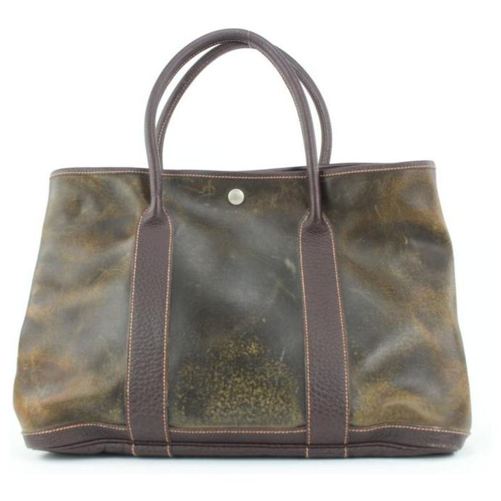 Hermès Bordeaux Buffalo ia Leather Garden Party Tote