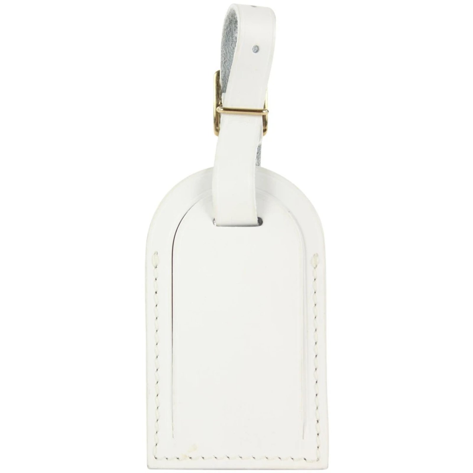 Louis Vuitton White Leather Luggage Name Tag Keepall Speedy Bag