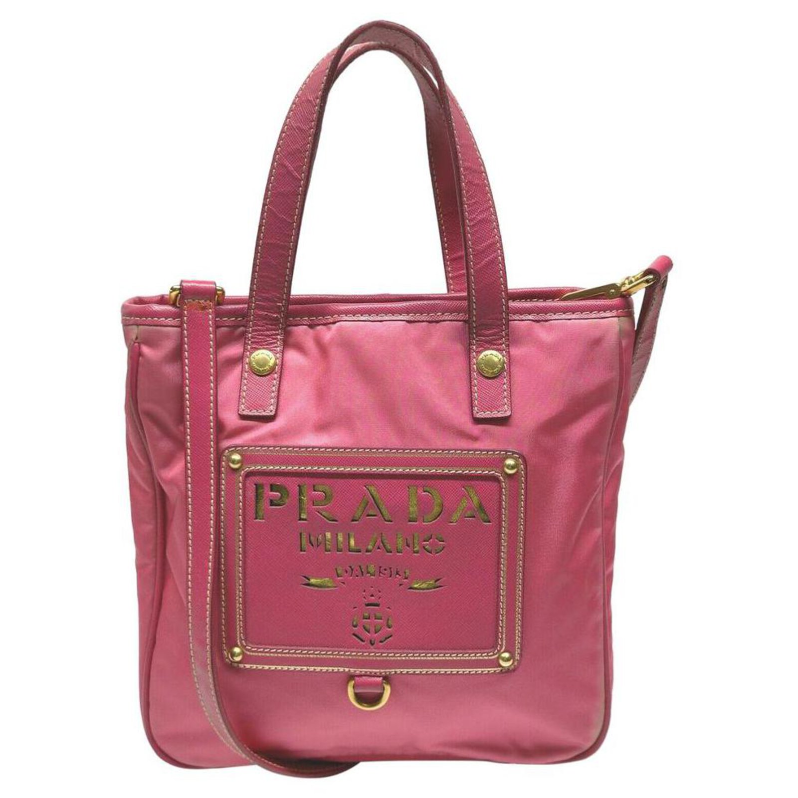 Prada Pink Tessuto Nylon Convertible Tote Bag with Strap  - Joli  Closet