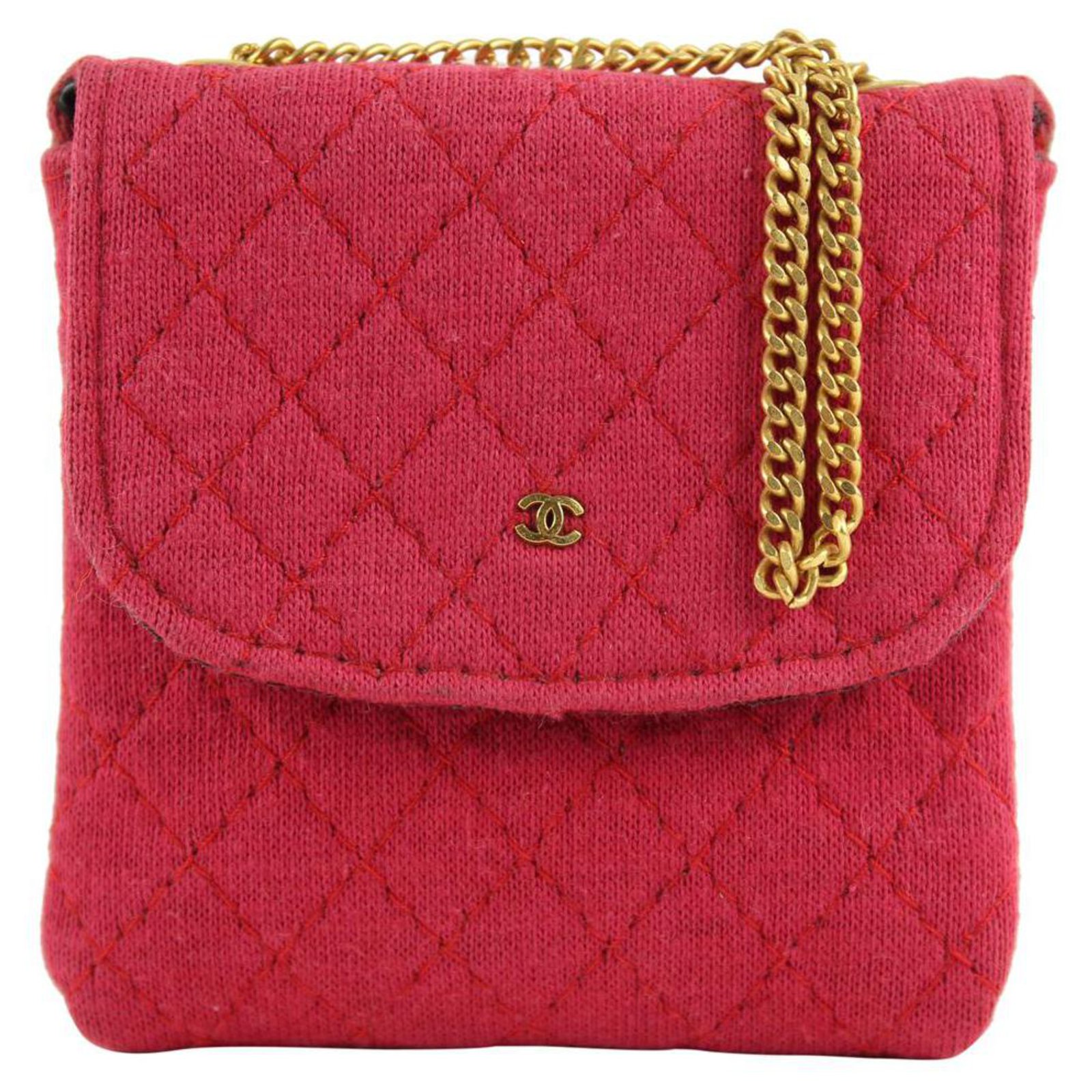 Chanel Quilted Red Mini Extra Small Flap Chain Bag ref.298130