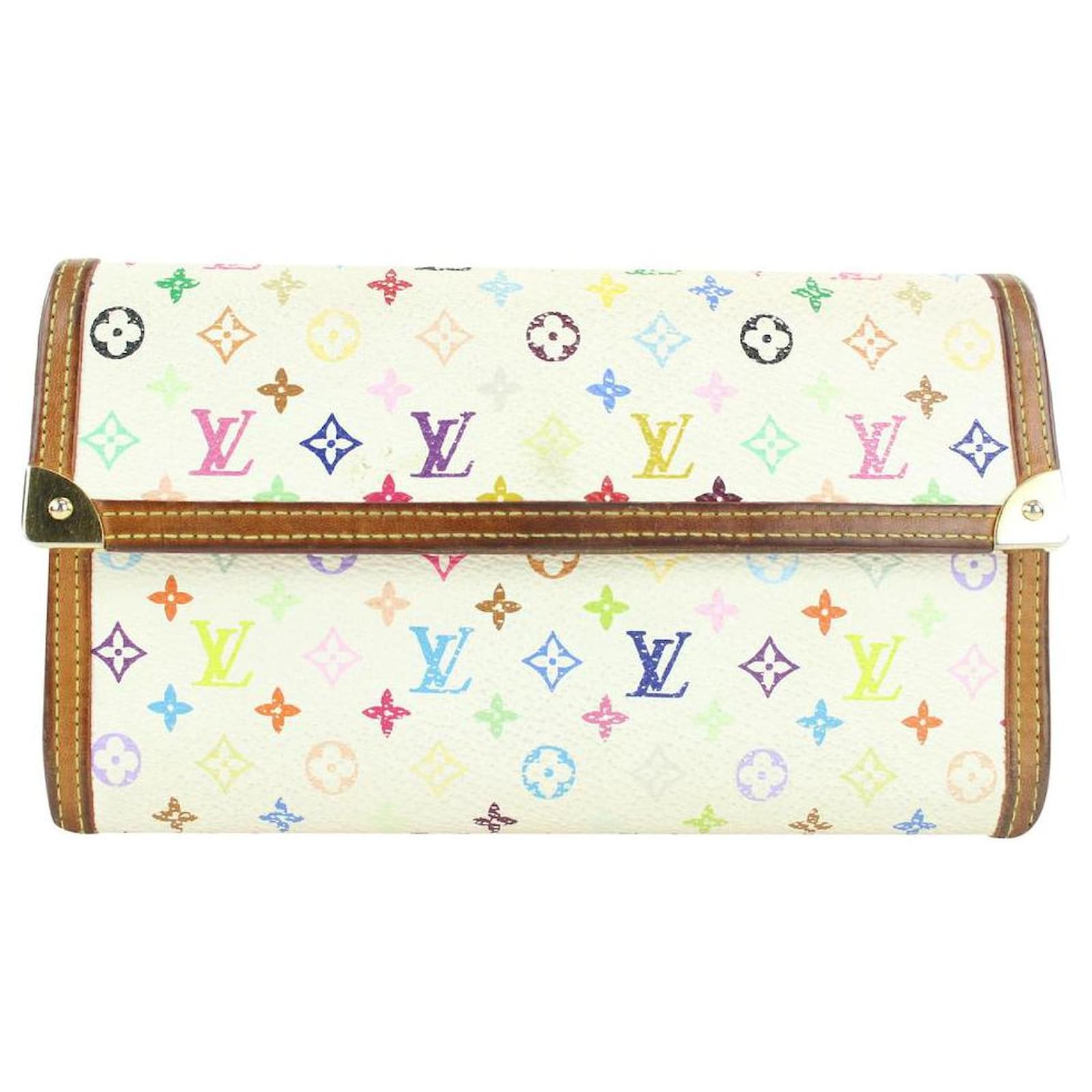 Louis Vuitton Portafoglio Sarah Blanc Porte Tresor con monogramma bianco  multicolore Pelle ref.298152 - Joli Closet