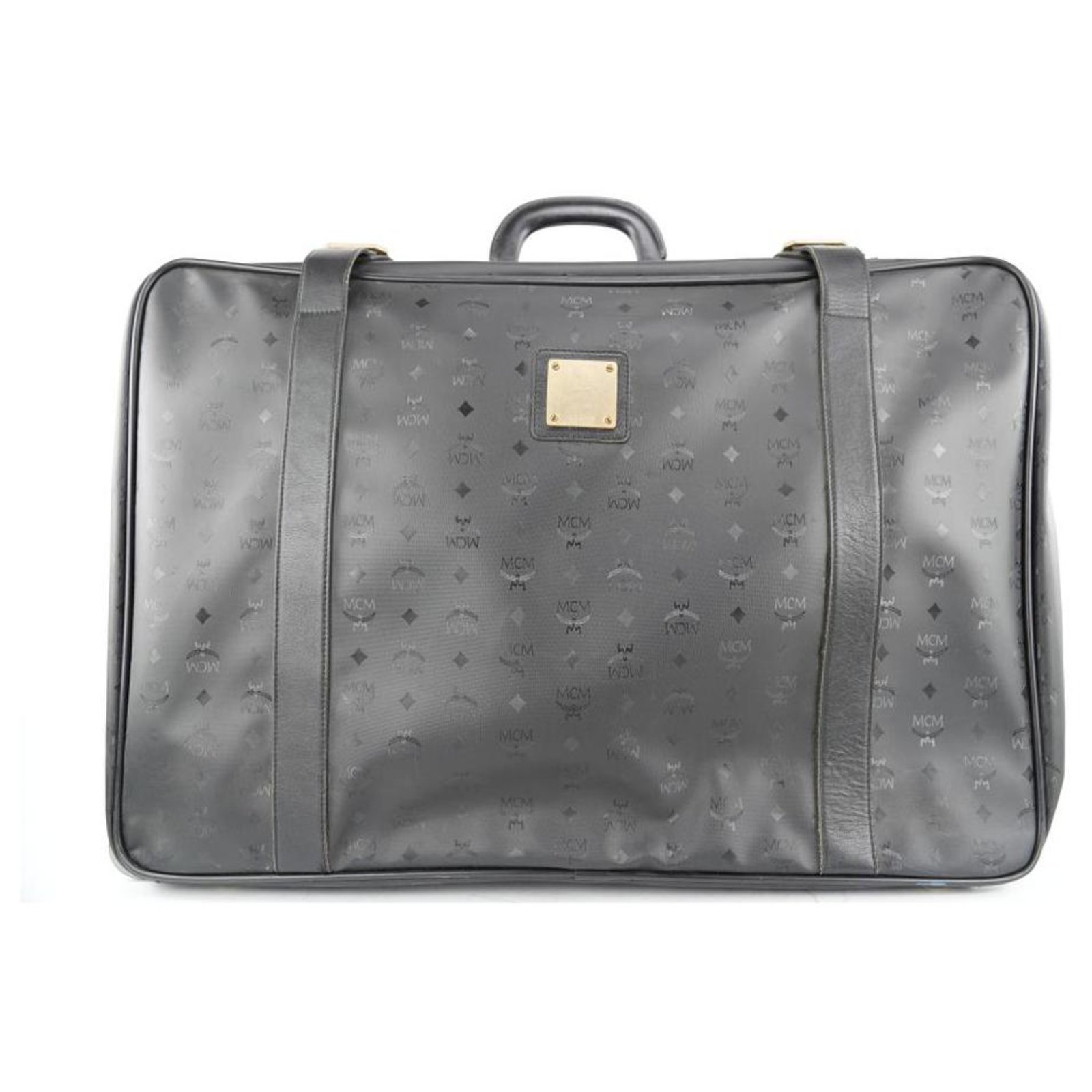 MCM Black Monogram Visetos Suitcase Luggage Leather ref.298183 - Joli Closet