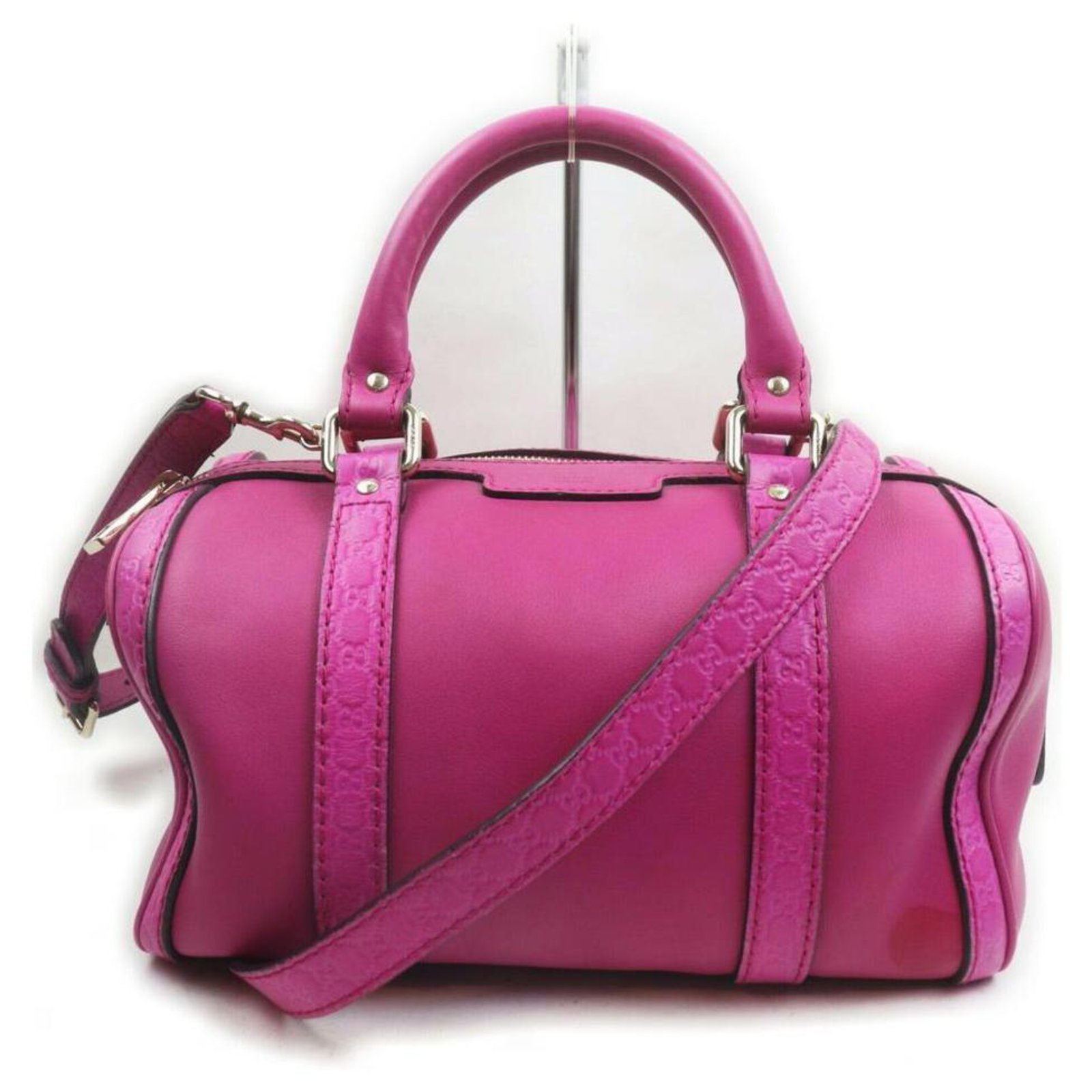Gucci Hot Pink Fuchsia Leather Joy Boston Bag with Strap  - Joli  Closet
