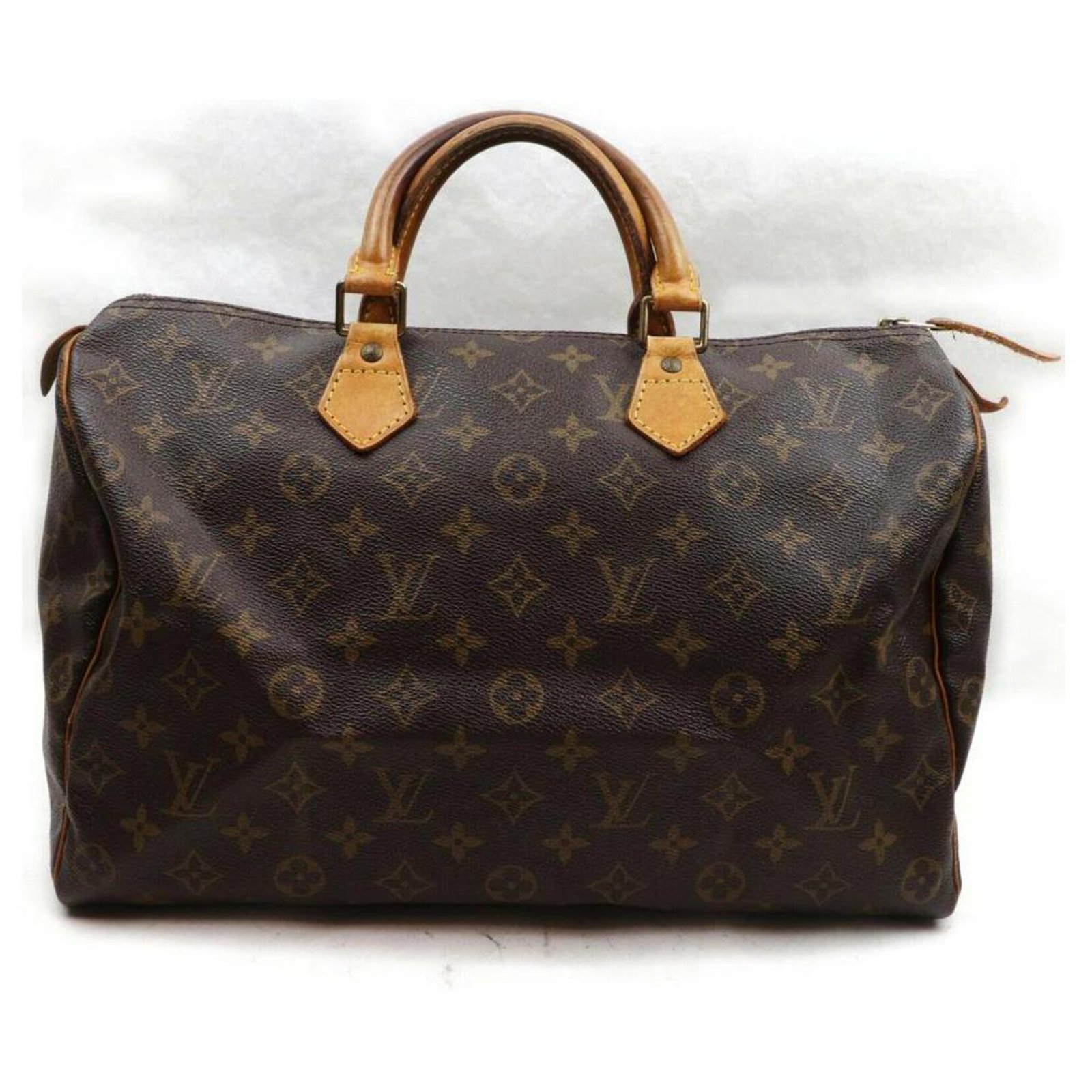 Louis Vuitton Monogram Speedy 35 Boston Bag MM Leather Metal ref
