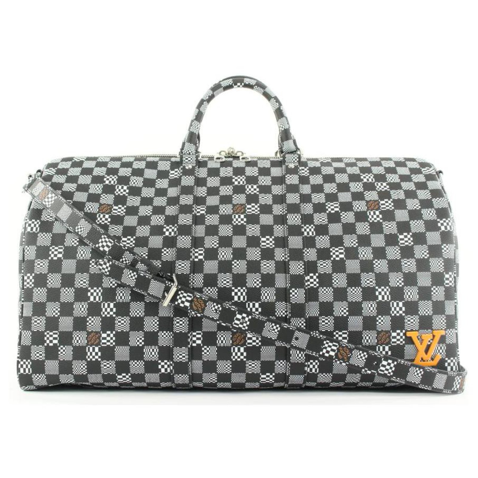 black checkered louis vuitton duffle bag