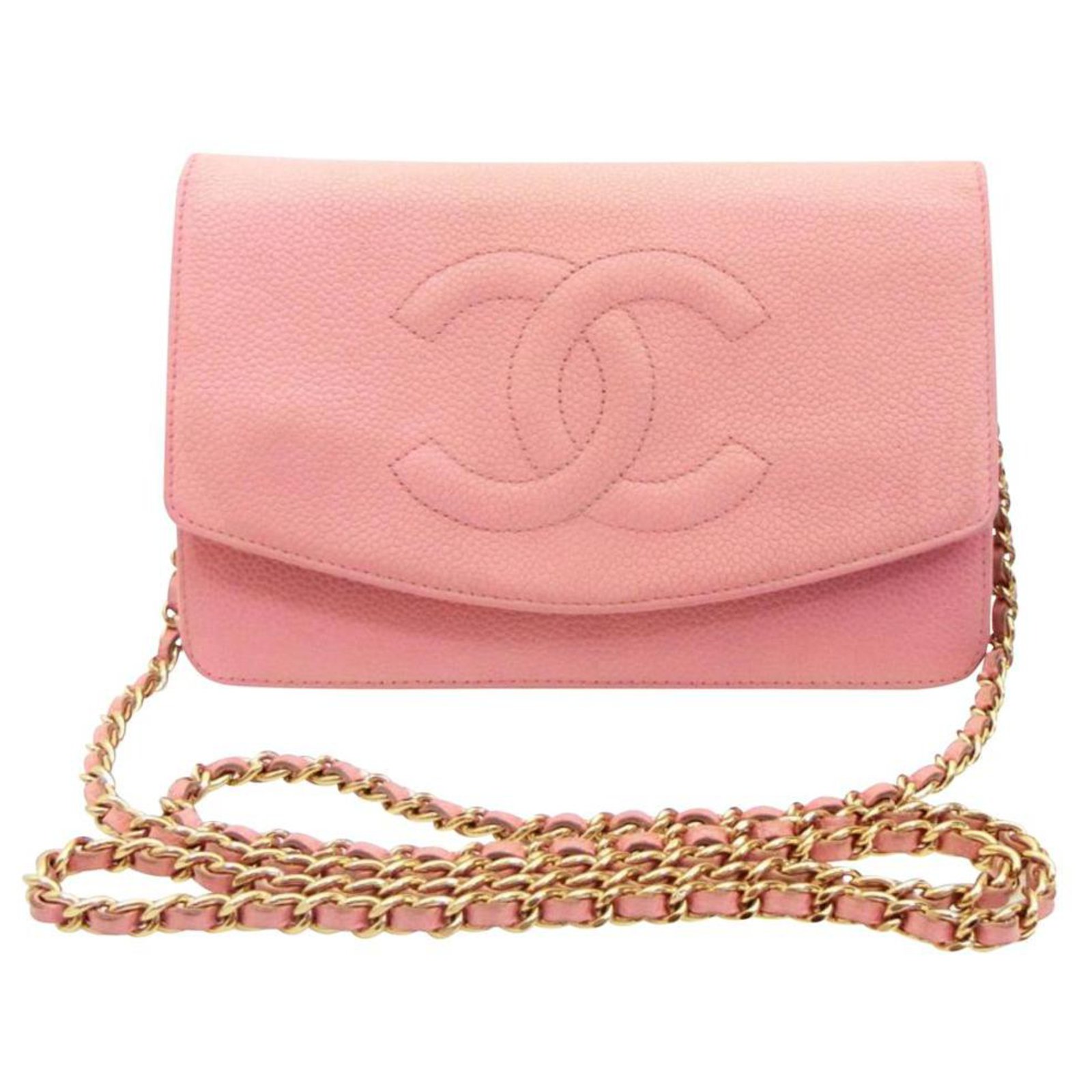 CHANEL, Bags, Chanelcc Woc Caviar Leather Wallet On Chain Crossbody Bag  Red