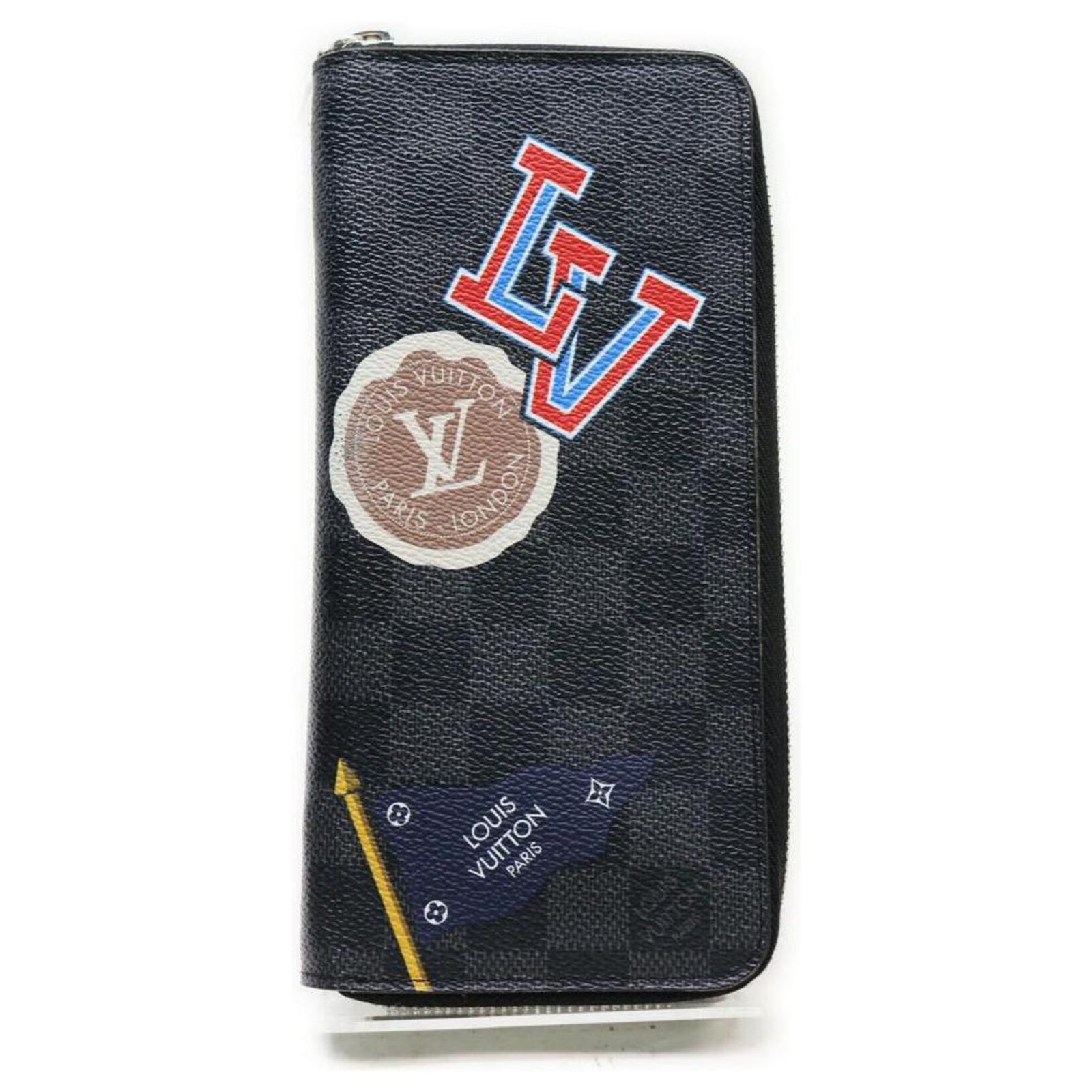 Louis Vuitton Patches Stories Stickers Damier Graphite Vertical Zippy Wallet  ref.298486 - Joli Closet