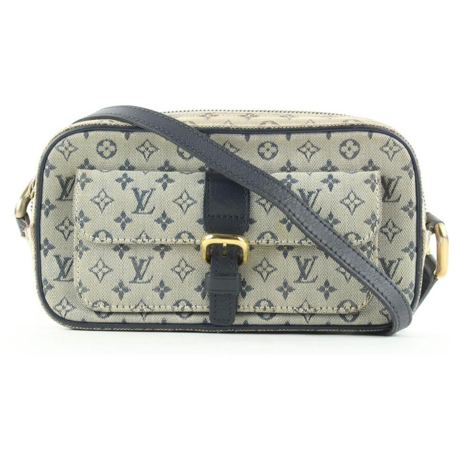 Louis Vuitton Navy Monogram Mini Lin Juliette MM Crossbody Bag Leather  ref.298518 - Joli Closet