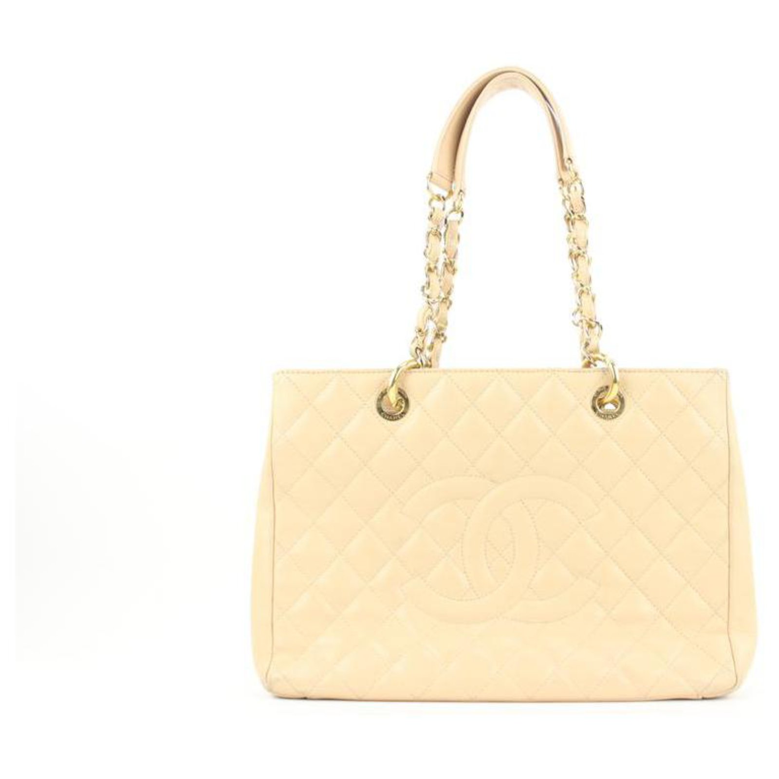 Chanel Cream Quilted Caviar Grand Shopping Tote (GST