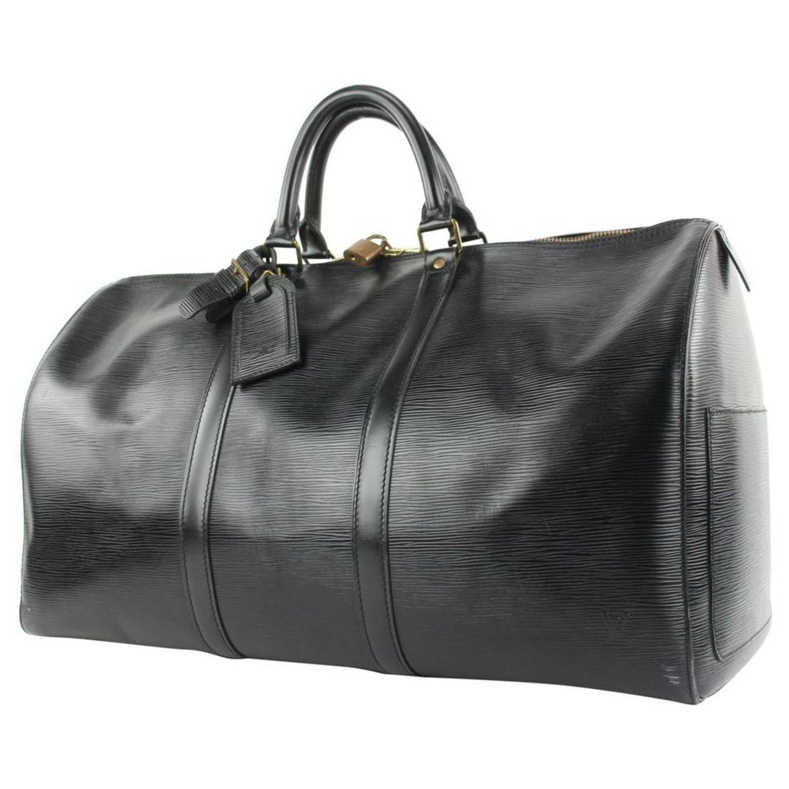 LOUIS VUITTON Epi Leather Black Keepall 45 Boston Bag