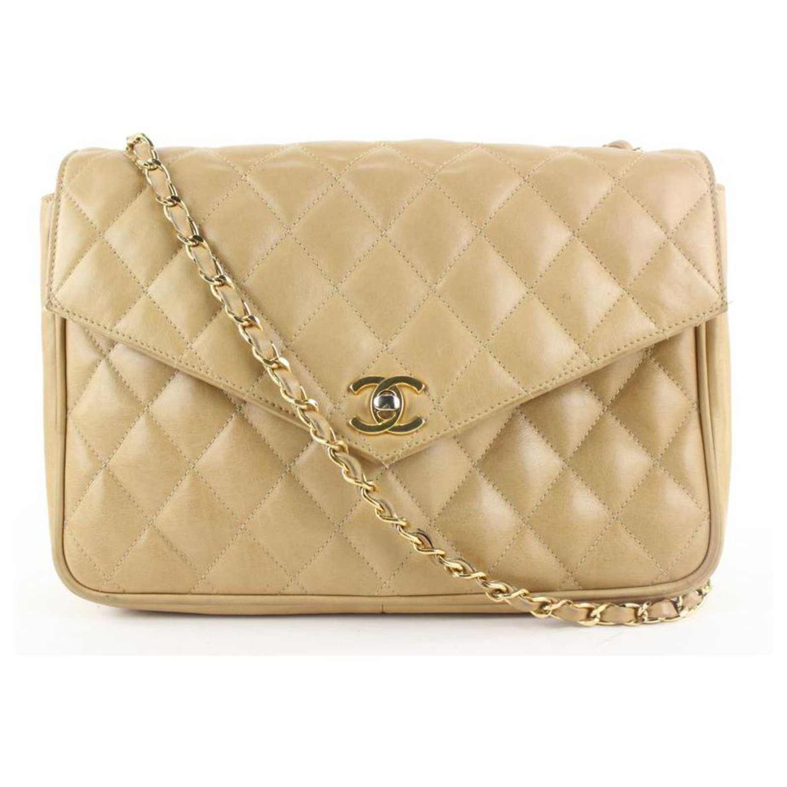 Chanel Nude Beige Quilted Lambskin Large Flap Bag Leather ref.298737 - Joli  Closet