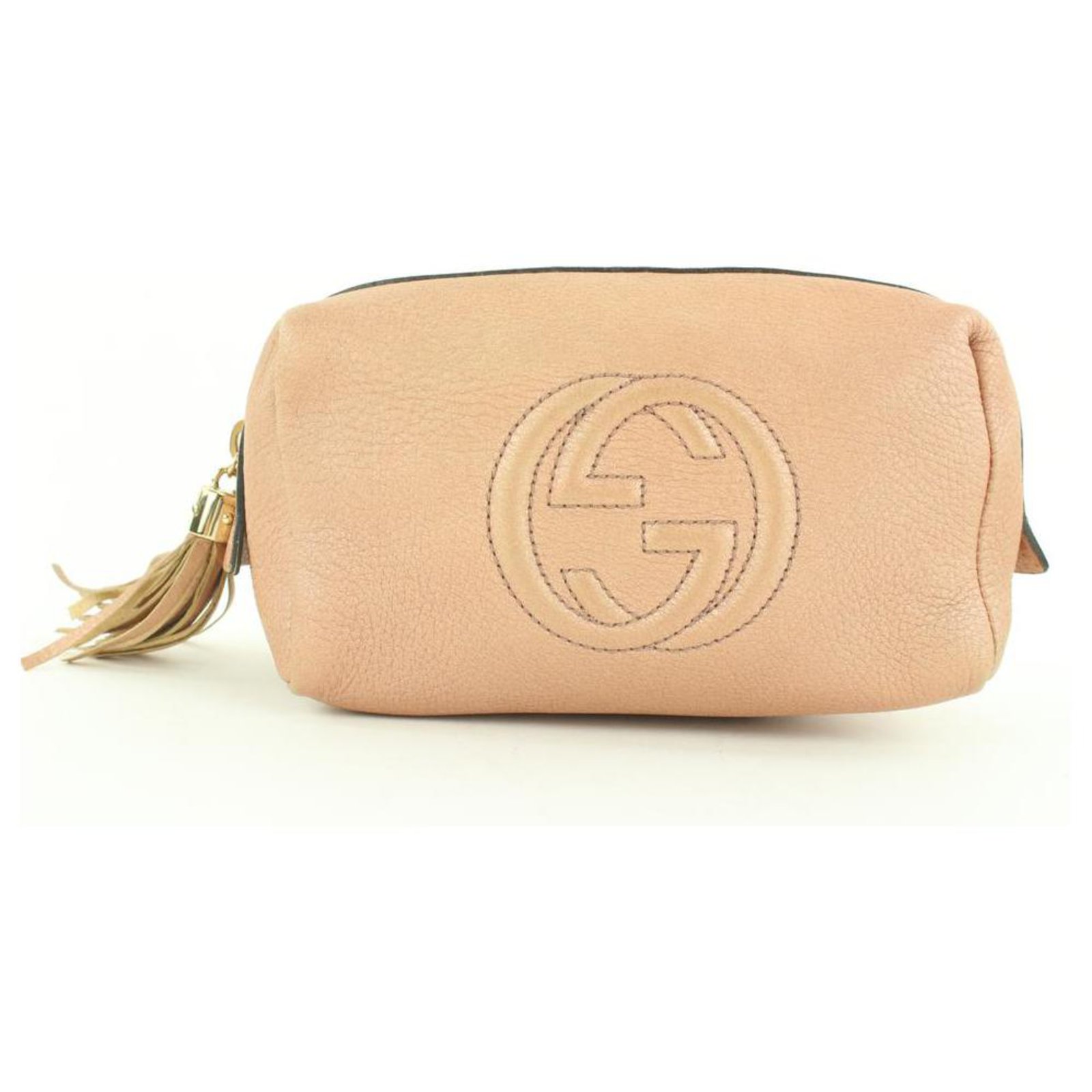 Gucci Pink Pebbled Leather Soho Cosmetic Case Make Up Pouch  -  Joli Closet