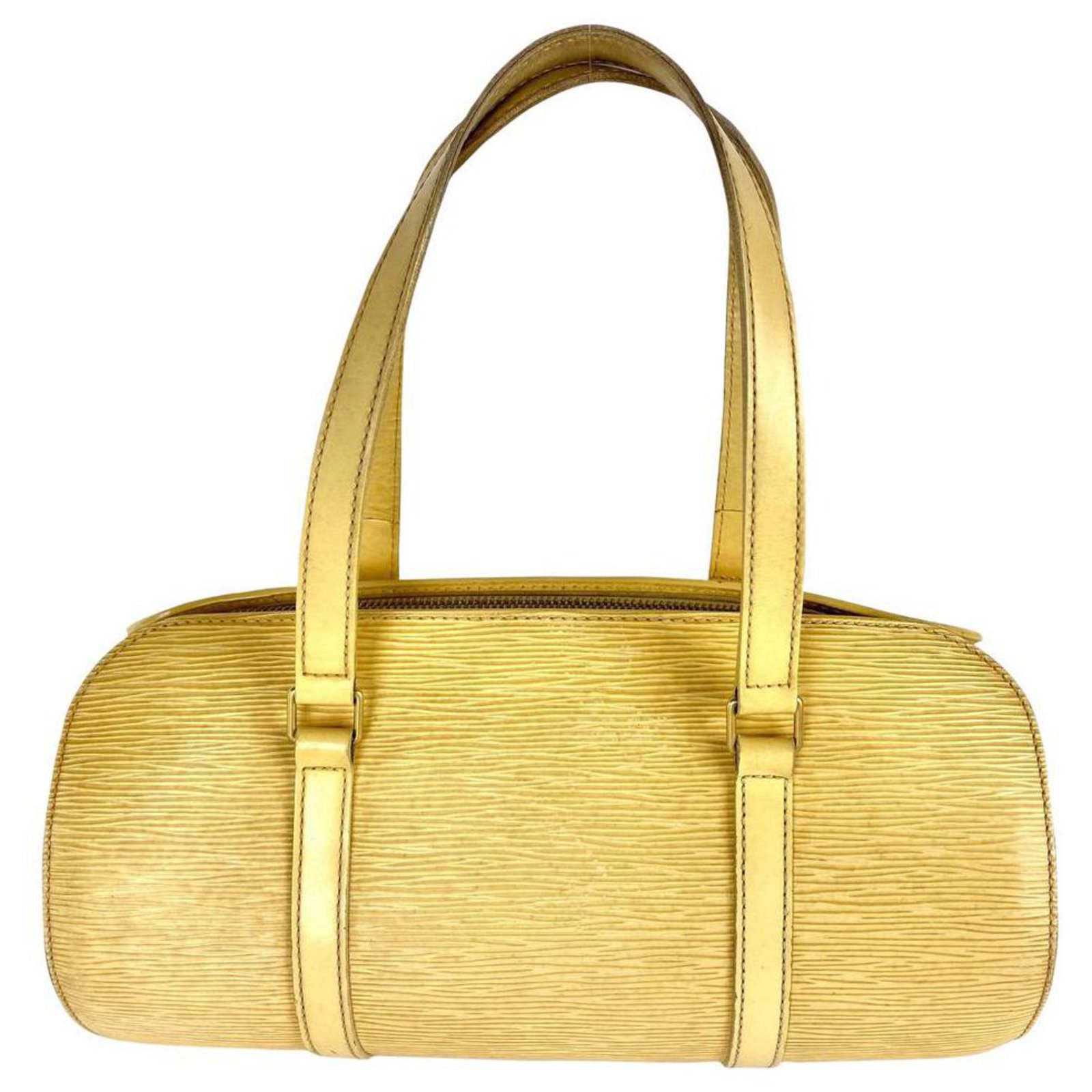 Louis Vuitton Vanilla Epi Soufflot Papillon Barrel Boston Leather White  gold ref.298956 - Joli Closet