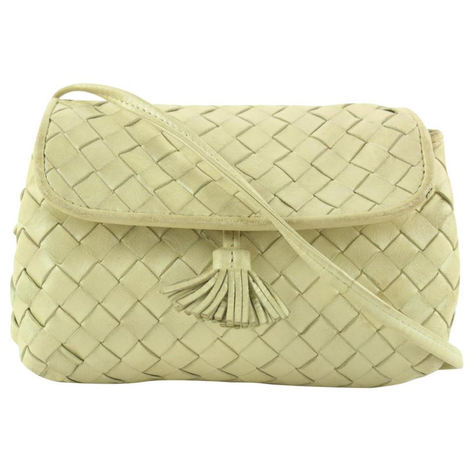Bottega Veneta Cream Intrecciato Woven Leather Mini Pouch Crossbody Bag  ref.298989 - Joli Closet