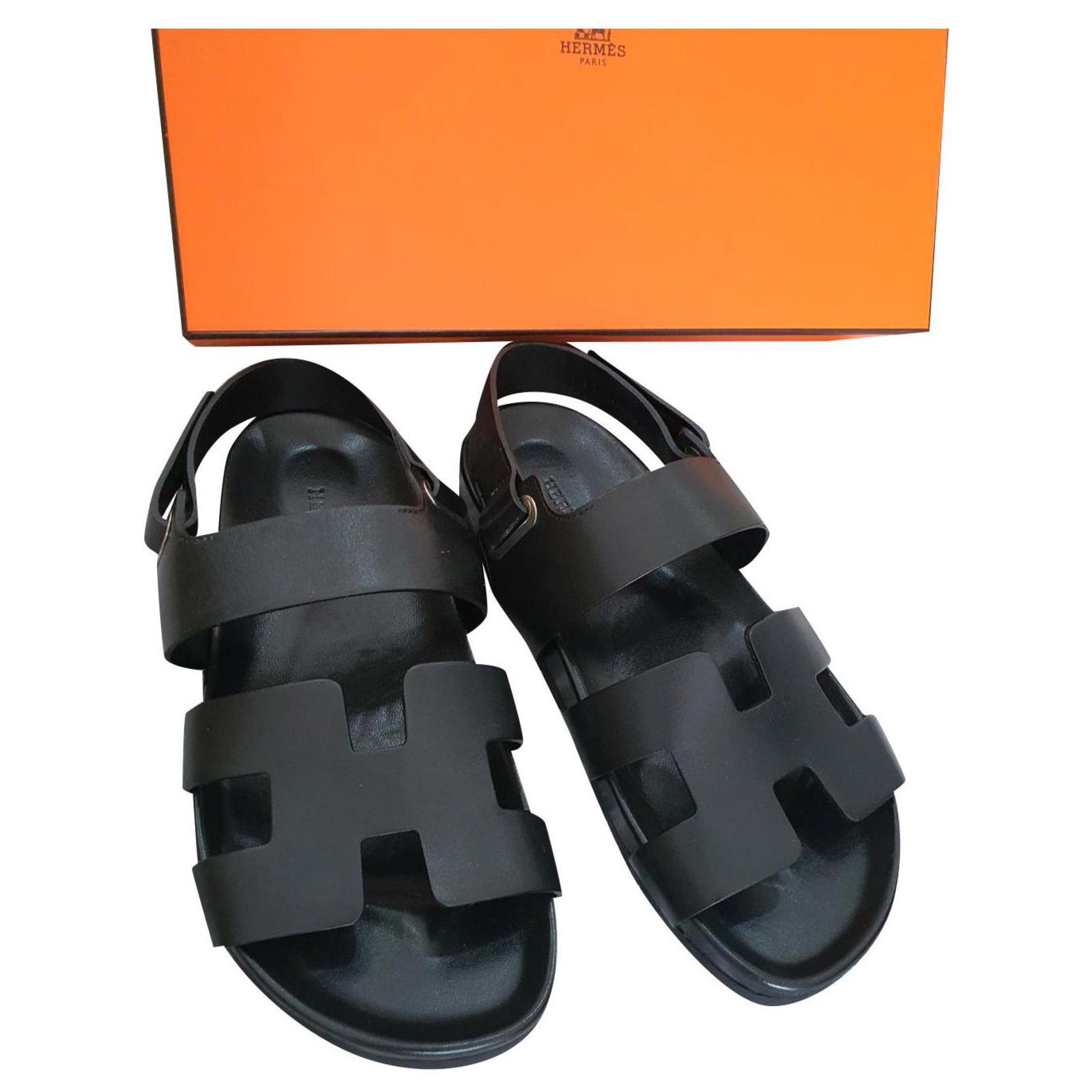 Hermès Hermes Takara Black leather sandals EU37 ref.299646 - Joli Closet