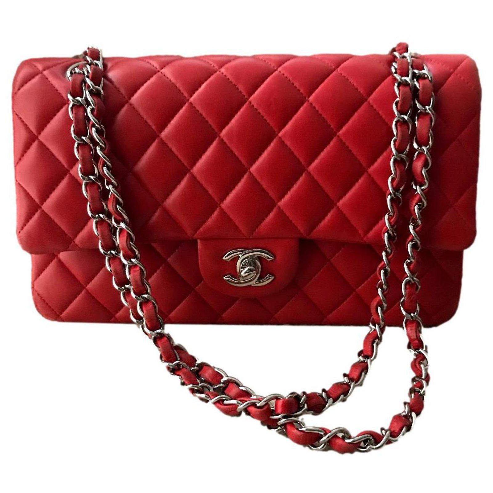 Chanel Classic Timeless Medium Red Leather Lambskin ref.300139